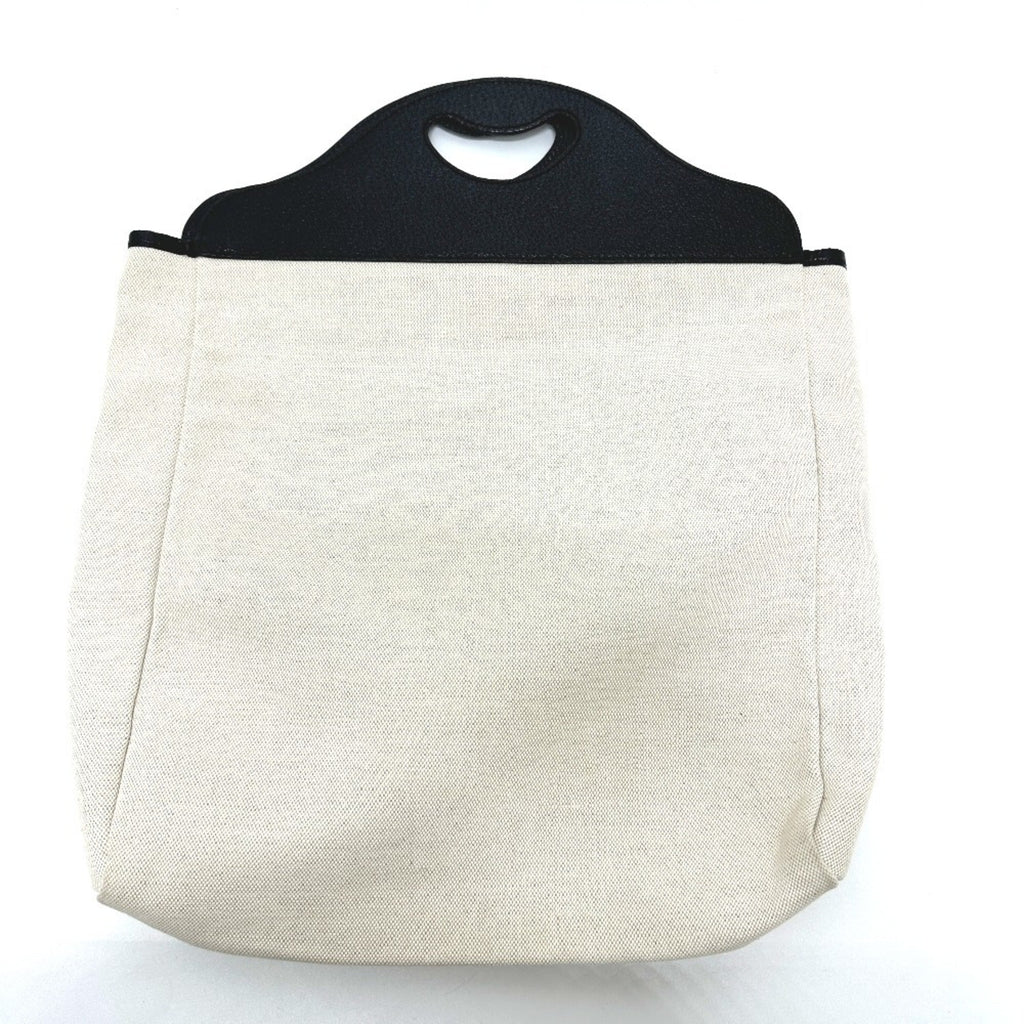 Gucci Beige Black Canvas Leather Handbag (Pre-Owned)