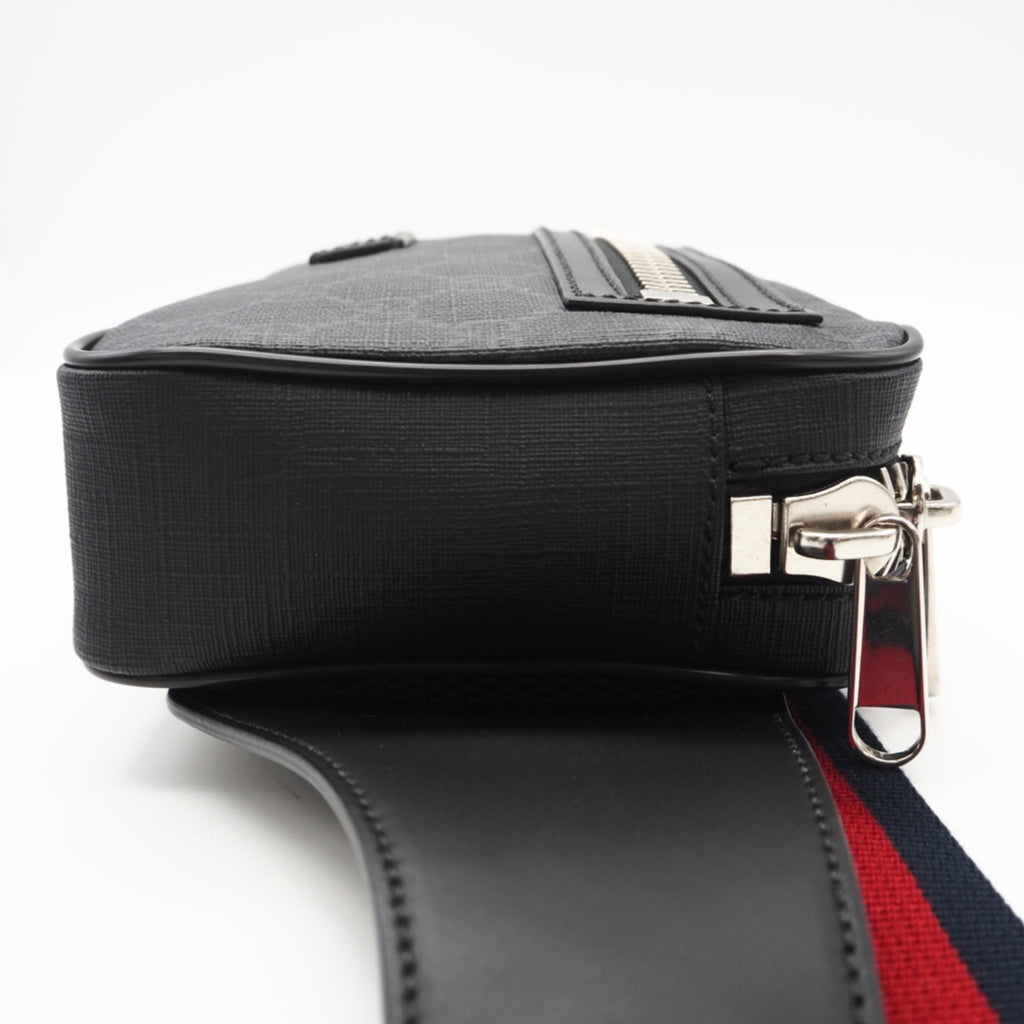 Gucci Gray Navy Red Color Coated Canvas Leather Shoulder Bag (Pre-Owned)