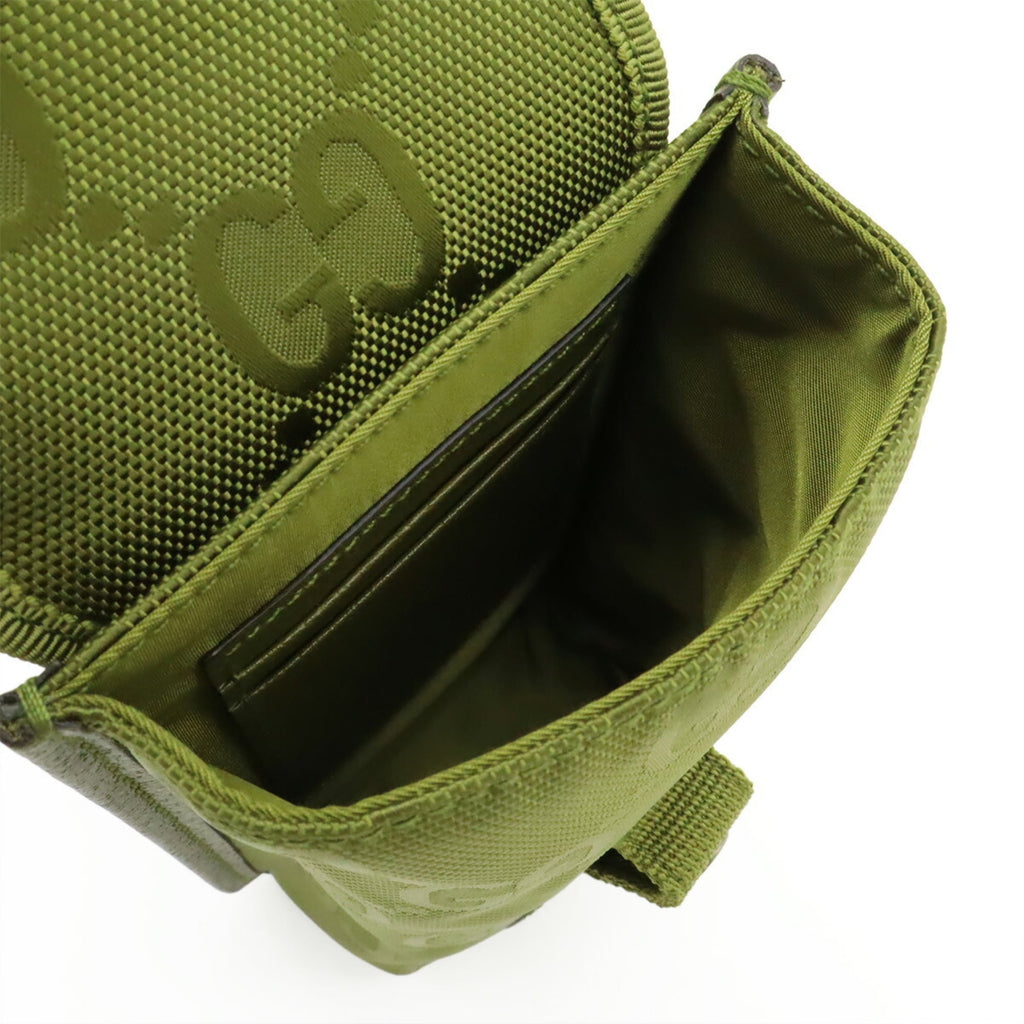 Gucci Green Khaki Nylon Canvas Leather Shoulder Bag (Pre-Owned)