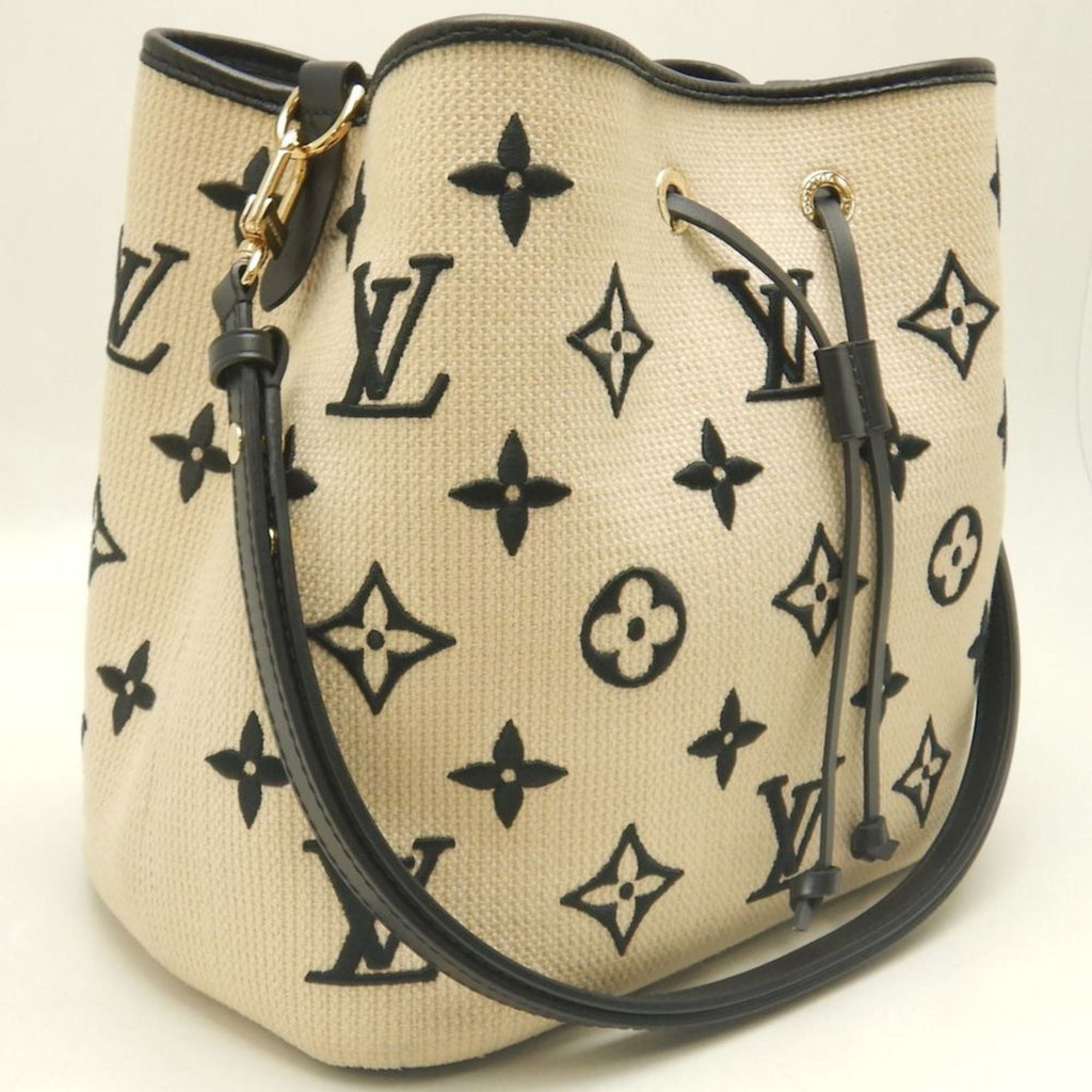 Louis Vuitton Beige Noir Cotton Canvas Leather Shoulder Bag