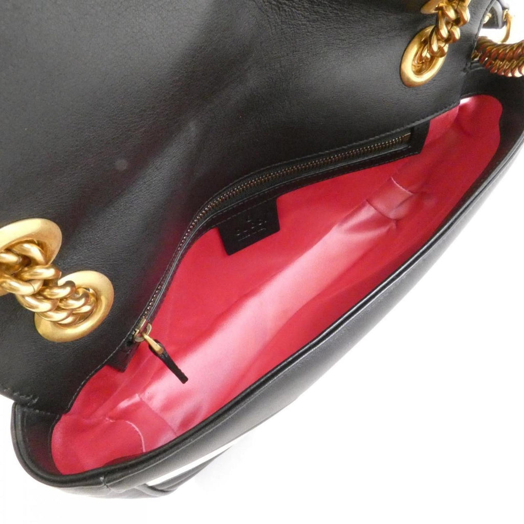 Gucci Black White Leather Shoulder Bag (Pre-Owned)