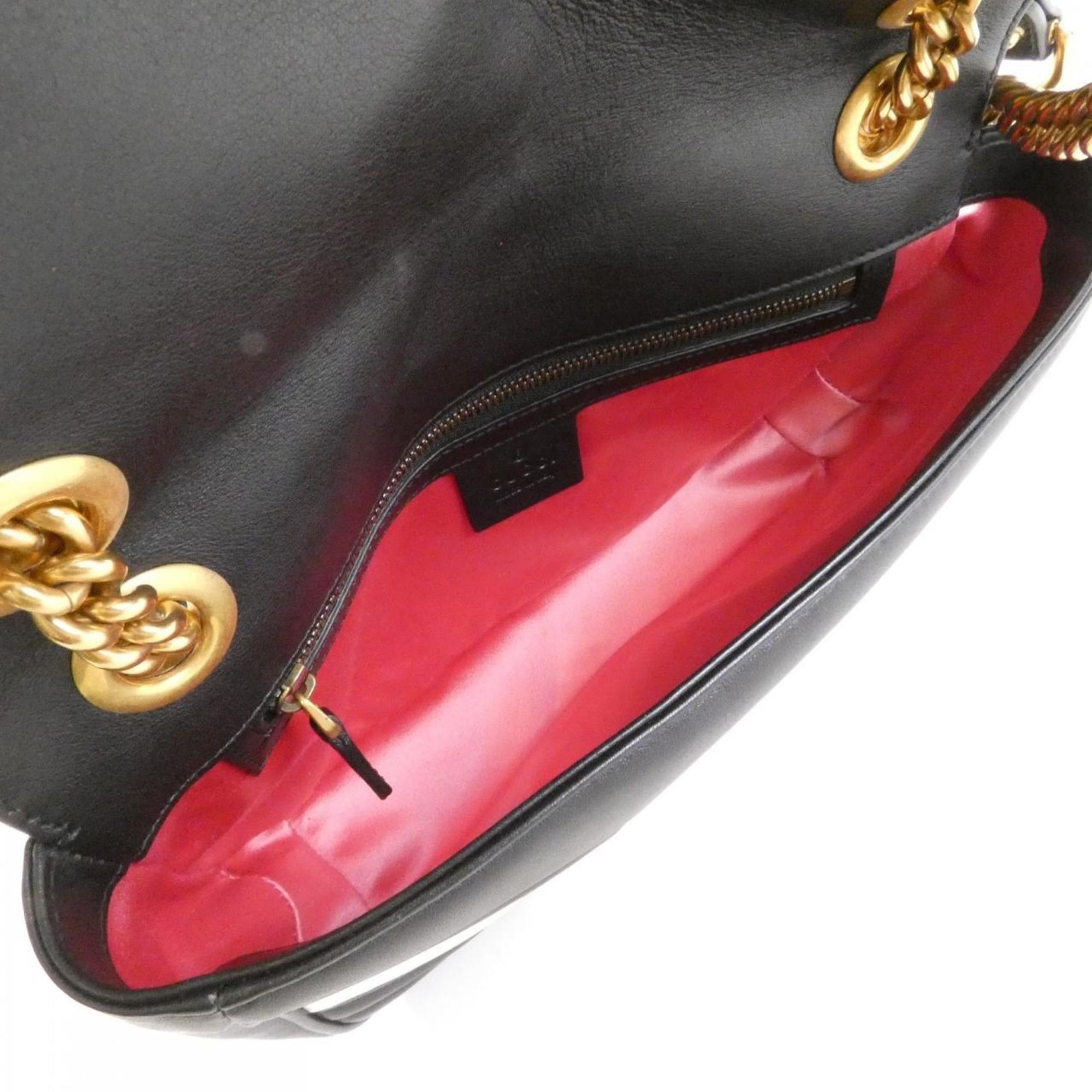 Gucci Black White Leather Shoulder Bag (Pre-Owned)