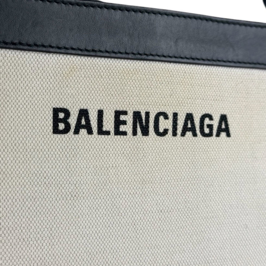 Balenciaga Black Ivory Canvas Leather Shoulder
