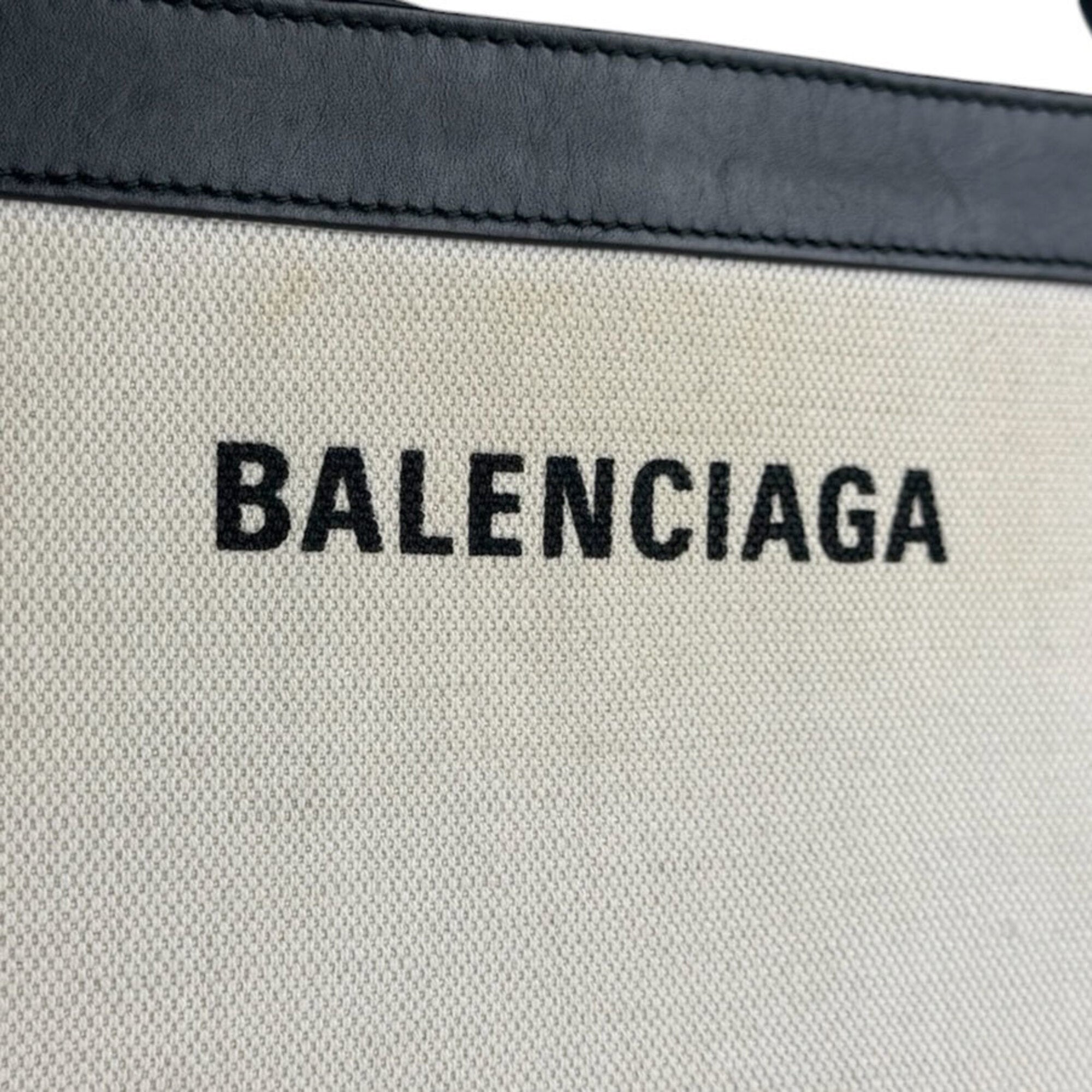 Balenciaga Black Ivory Canvas Leather Shoulder