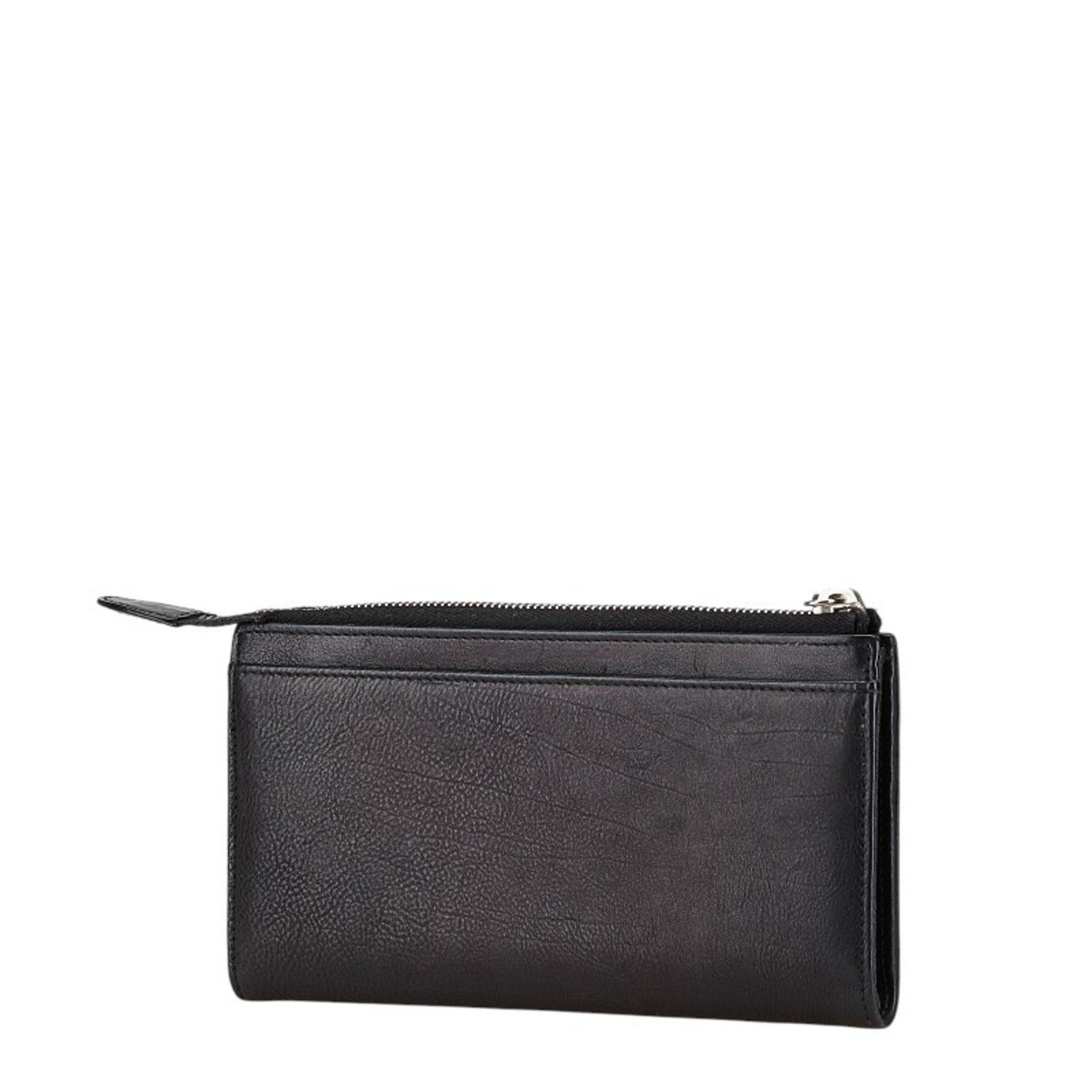 Christian Dior Black Leather Long Wallet (Bi-Fold) (Pre-Owned)