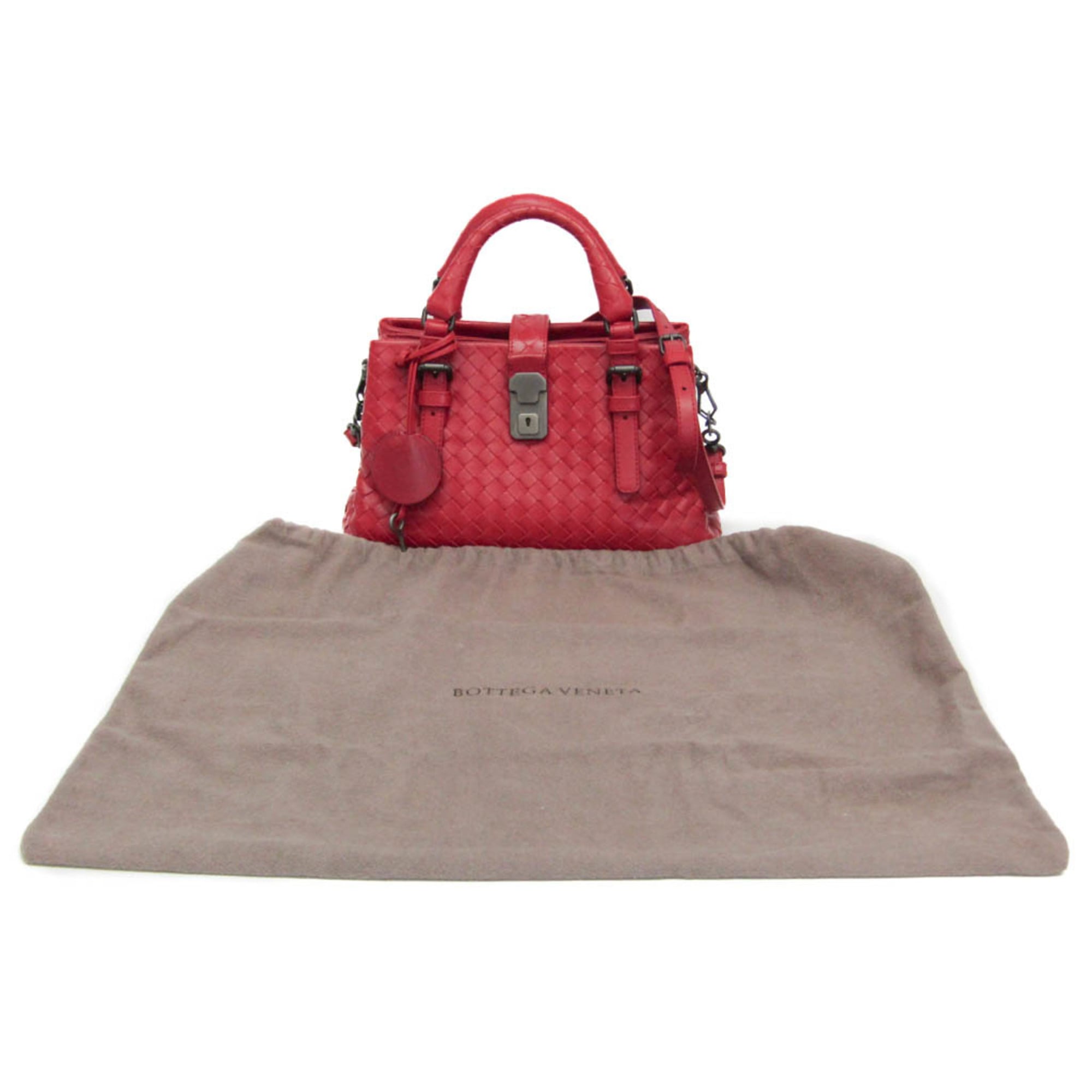 Bottega Veneta Roma Bag Intrecciato Nappa Red Leather Shoulder Bag Bag