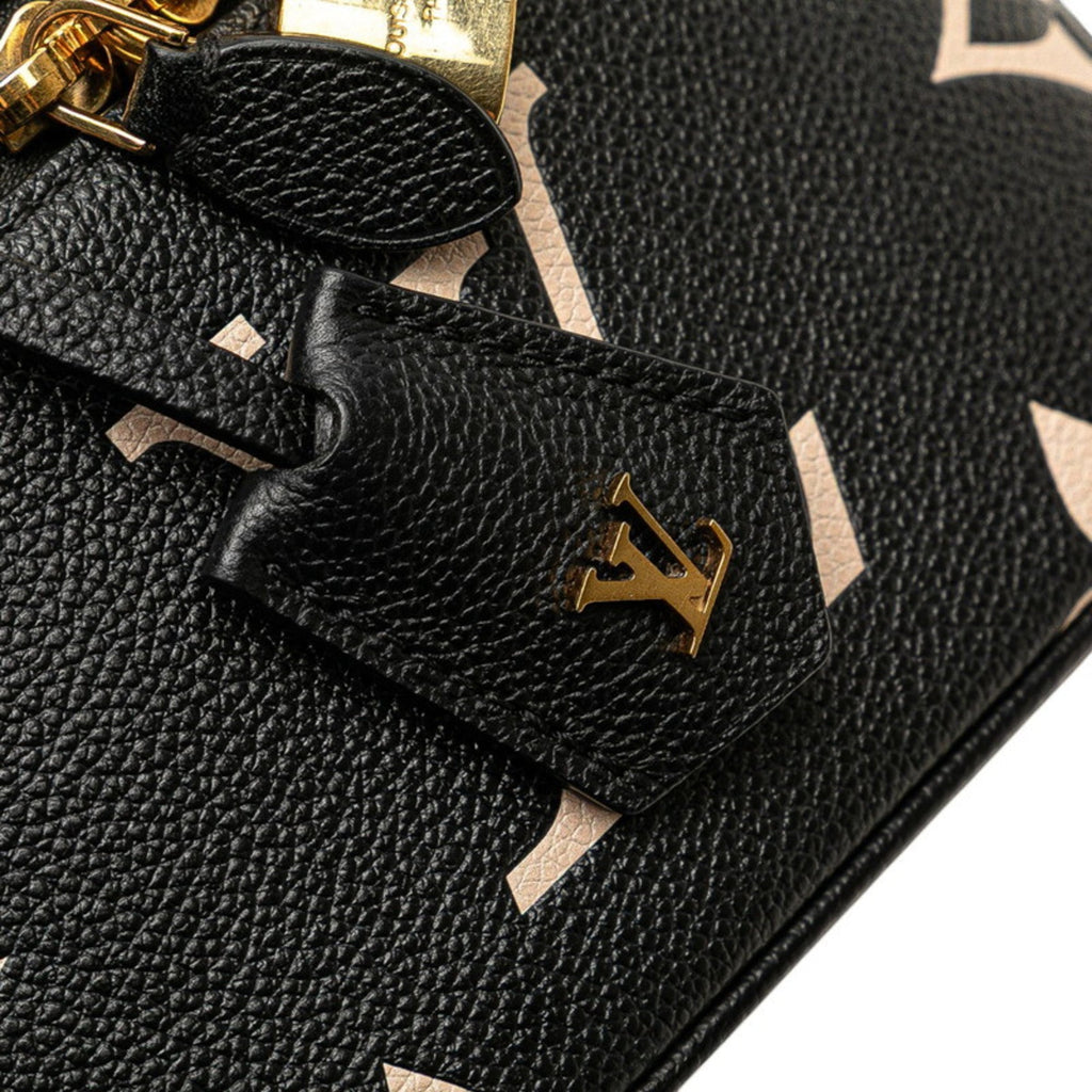 Louis Vuitton Beige Black Monogram Leather Shoulder Bag Vanity Bag