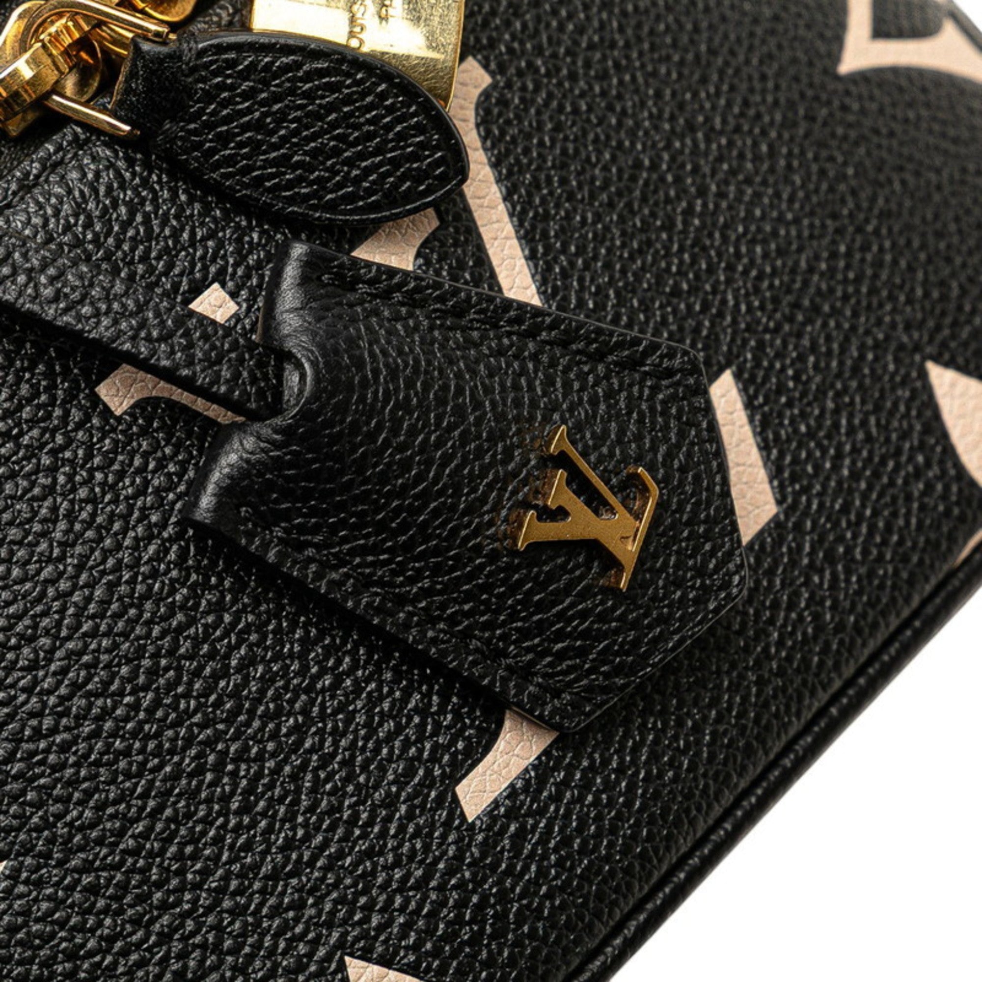 Louis Vuitton Beige Black Monogram Leather Shoulder Bag Vanity Bag