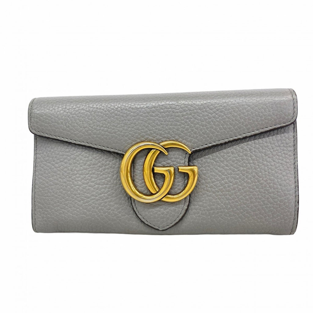 Gucci Gray Leather Long Wallet (Bi-Fold) (Pre-Owned)
