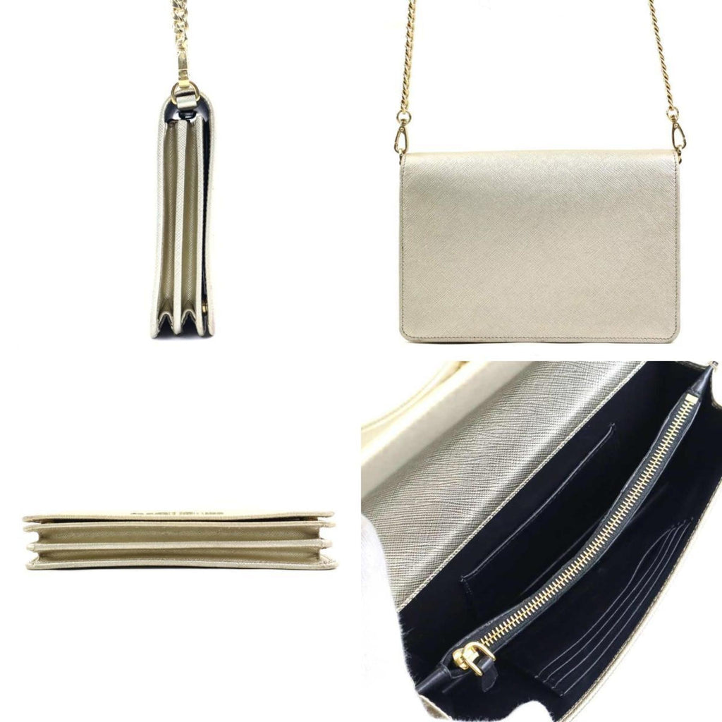 Prada Gold Leather Shoulder Bag