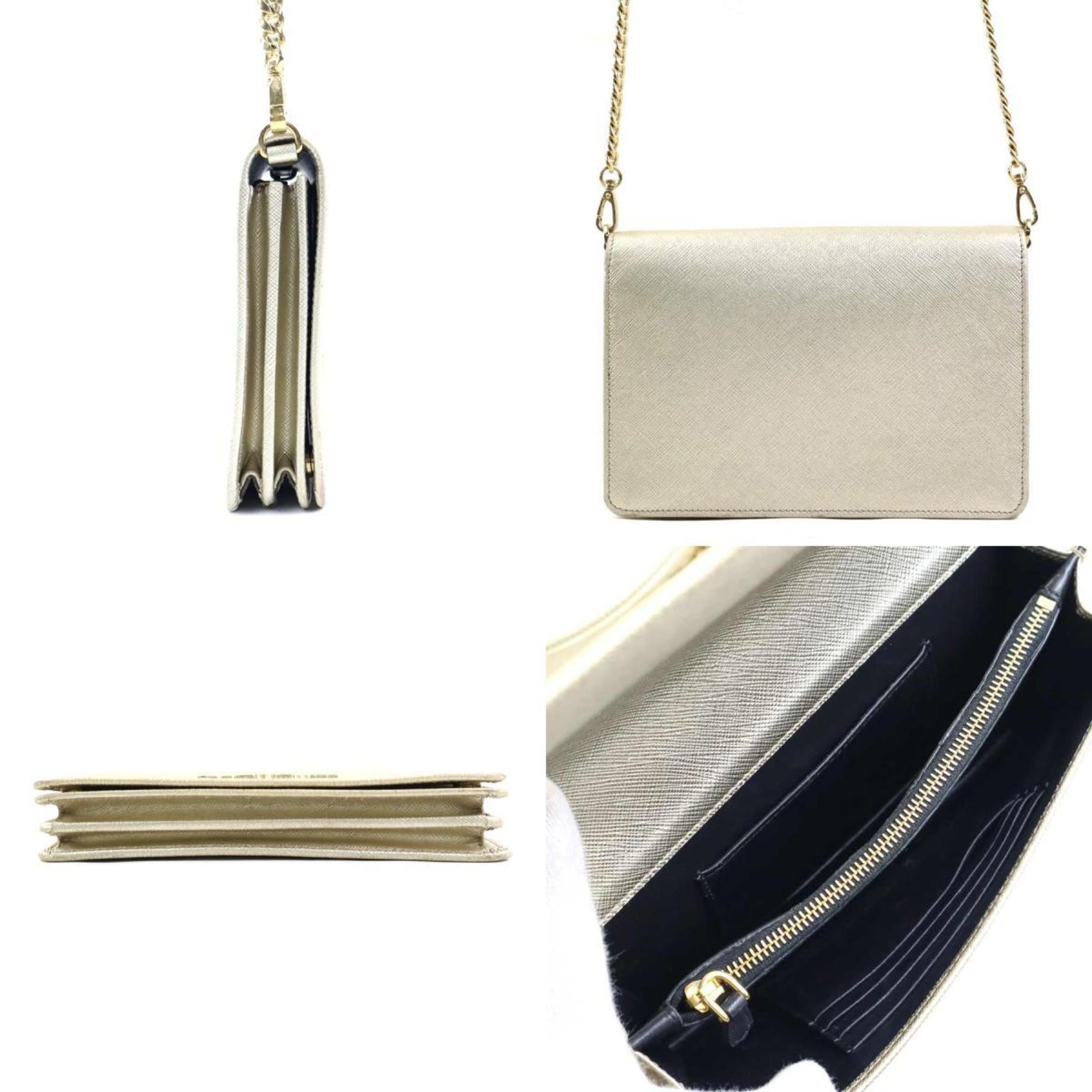 Prada Gold Leather Shoulder Bag