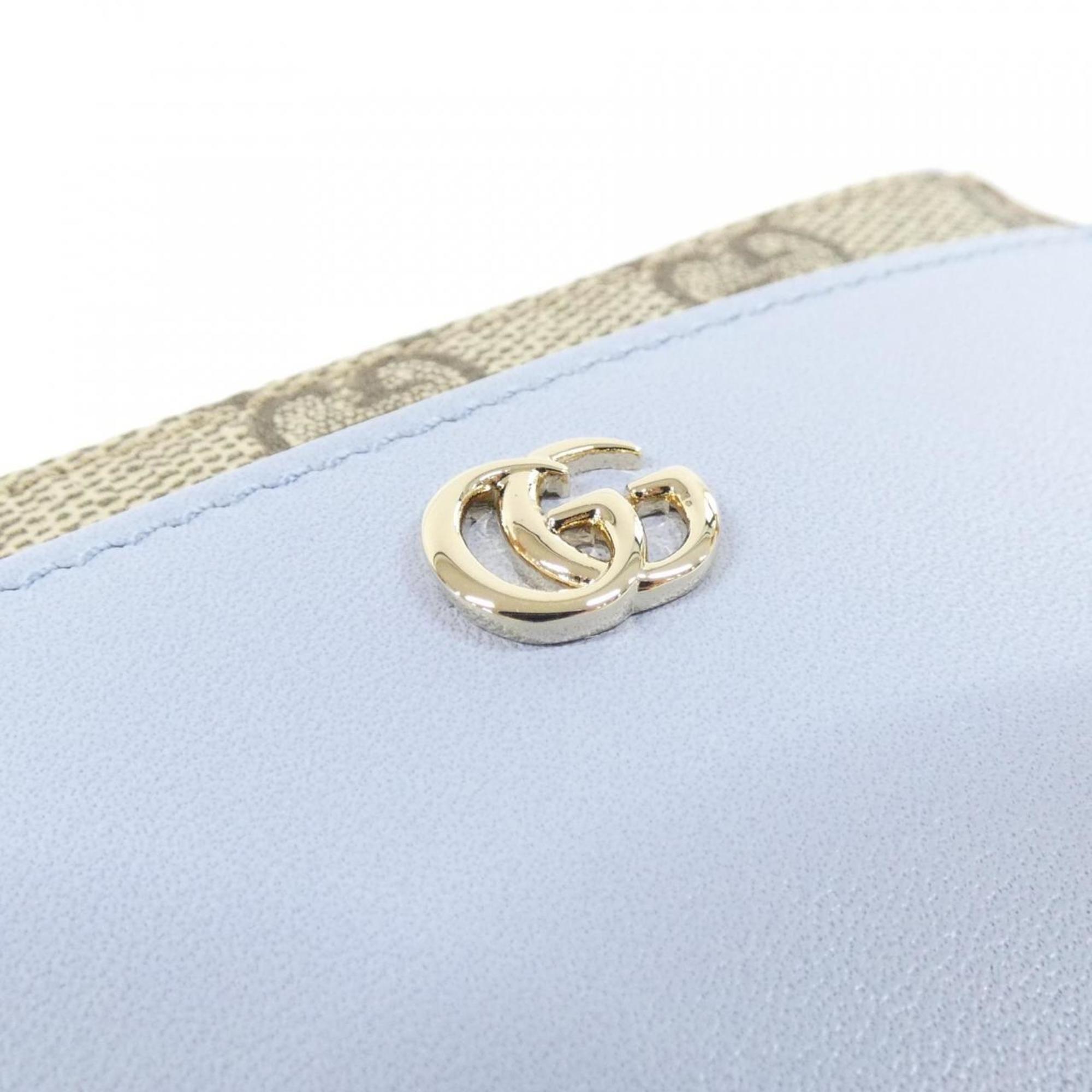 Gucci Beige Light Blue Gg Supreme Canvas Leather Coin Purse/Coin Case (Pre-Owned)