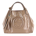 Gucci Pink Beige Patent Leather Handbag Shoulder Bag (Pre-Owned)