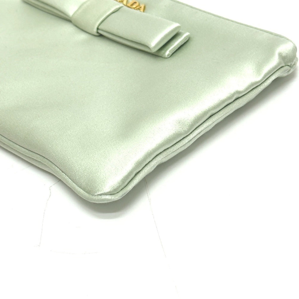 Prada Green Satin Clutch Bag