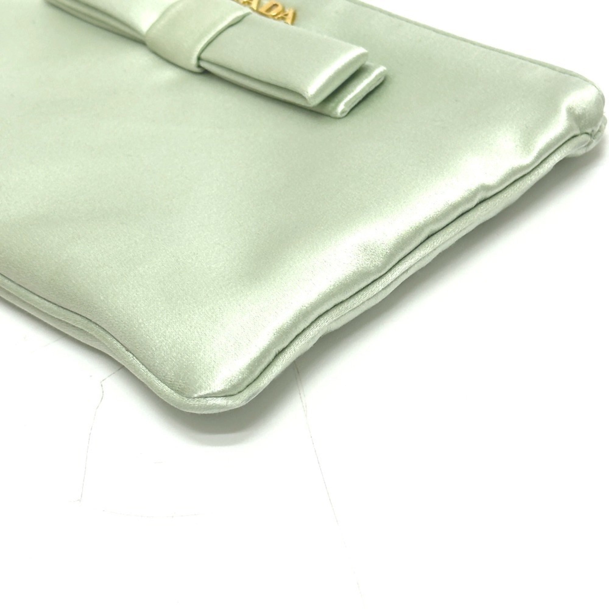Prada Green Satin Clutch Bag