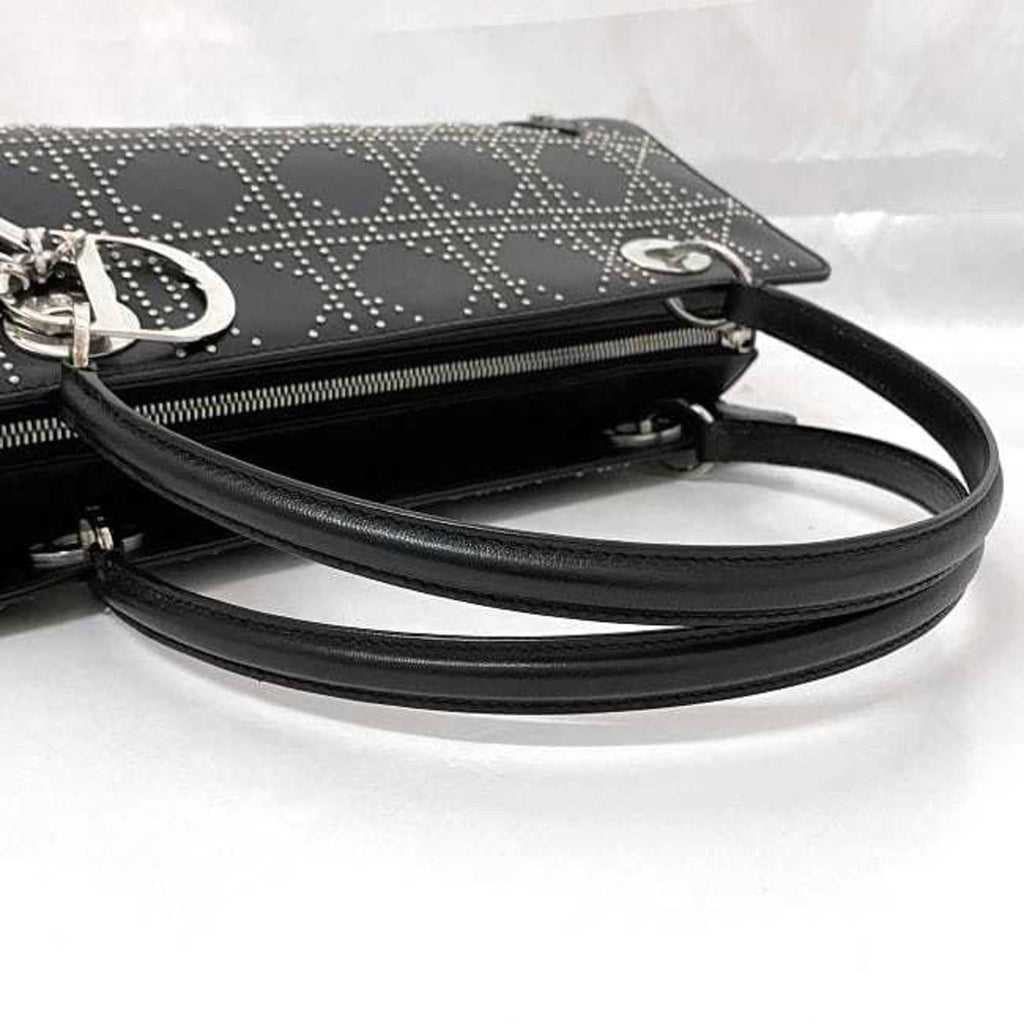 Christian Dior Black Leather Handbag Shoulder Bag (Pre-Owned)