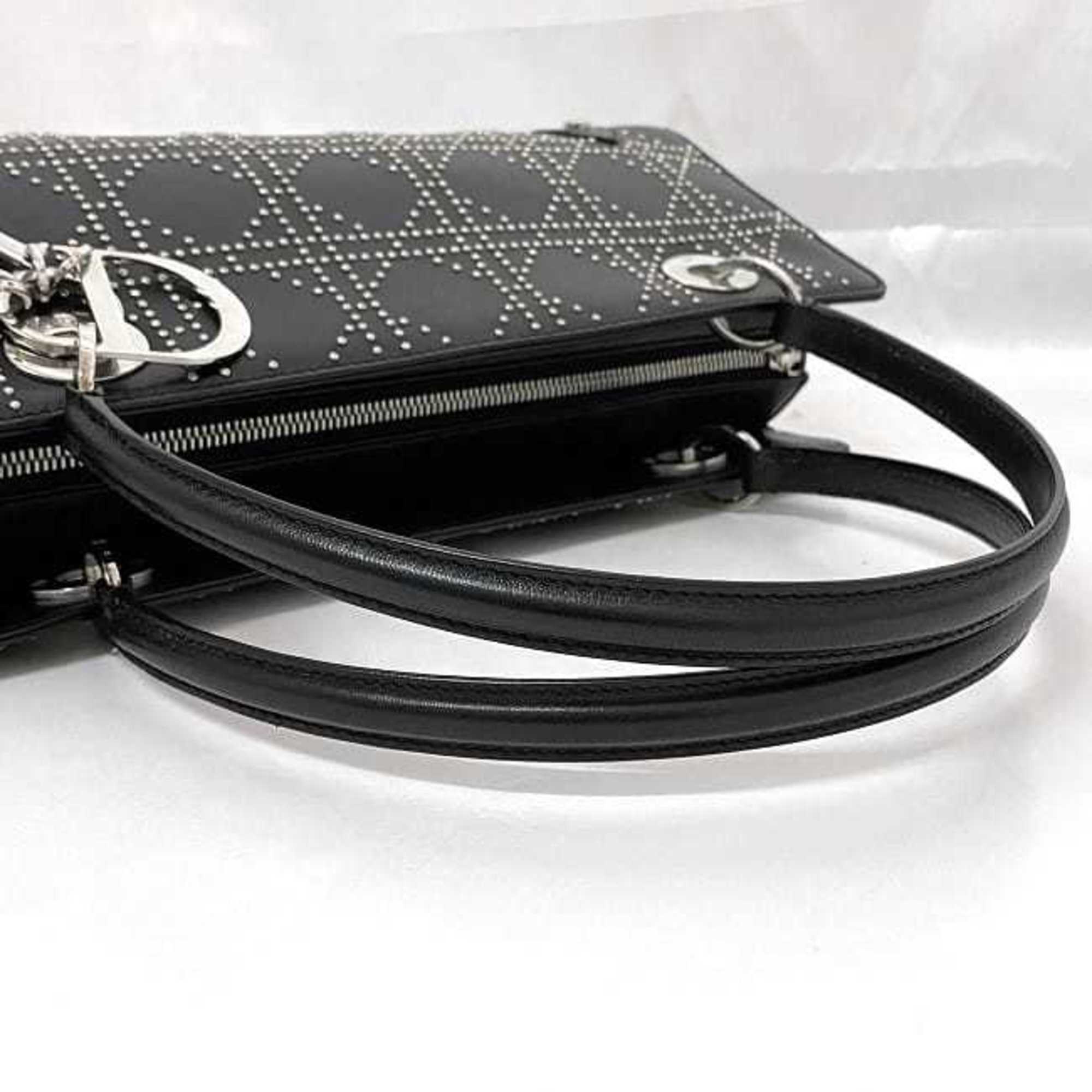 Christian Dior Black Leather Handbag Shoulder Bag (Pre-Owned)