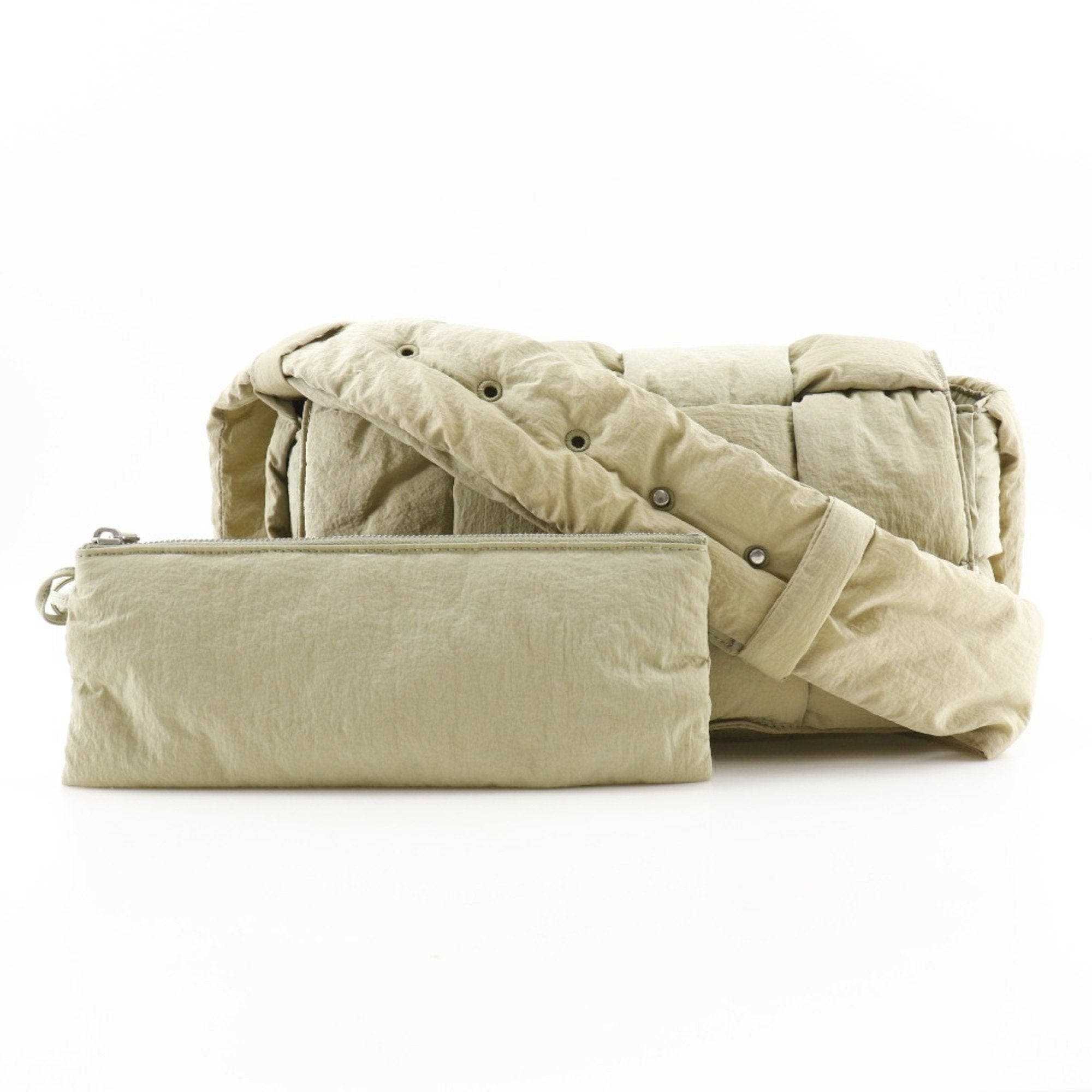 Bottega Veneta Khaki Nylon Pouch Shoulder Bag