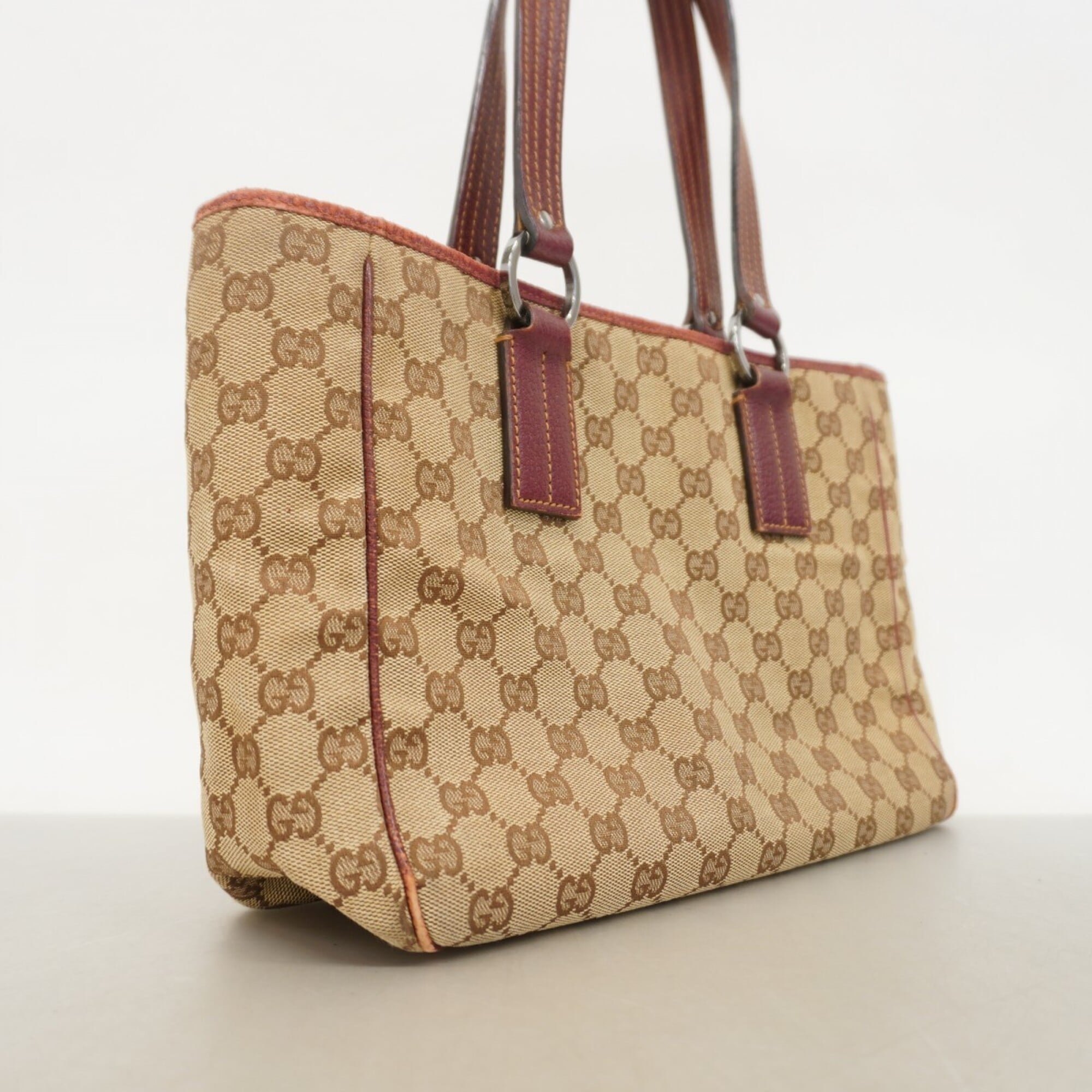 Gucci Beige Brown Canvas Tote Bag (Pre-Owned)