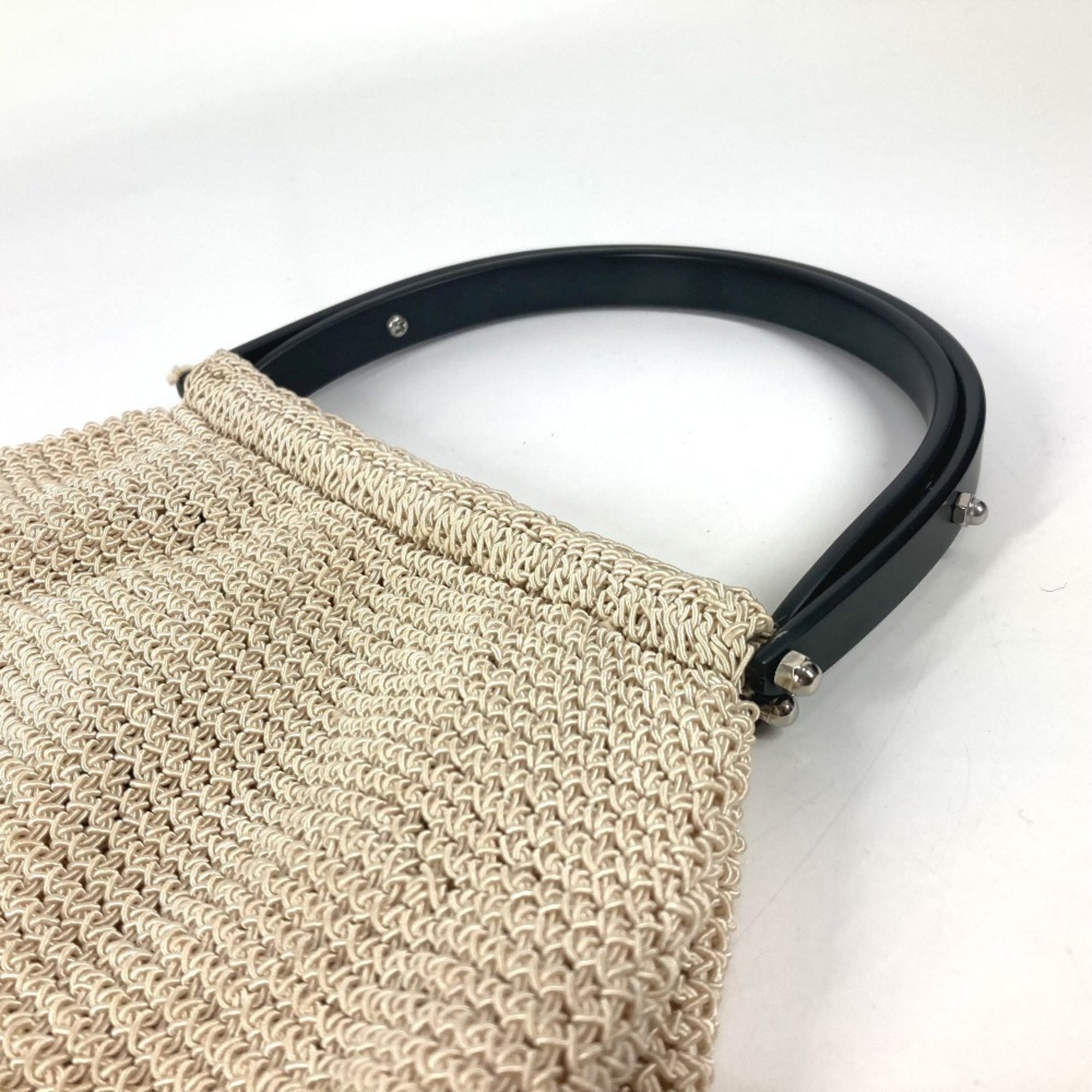 Chanel Beige Black Mesh Handbag