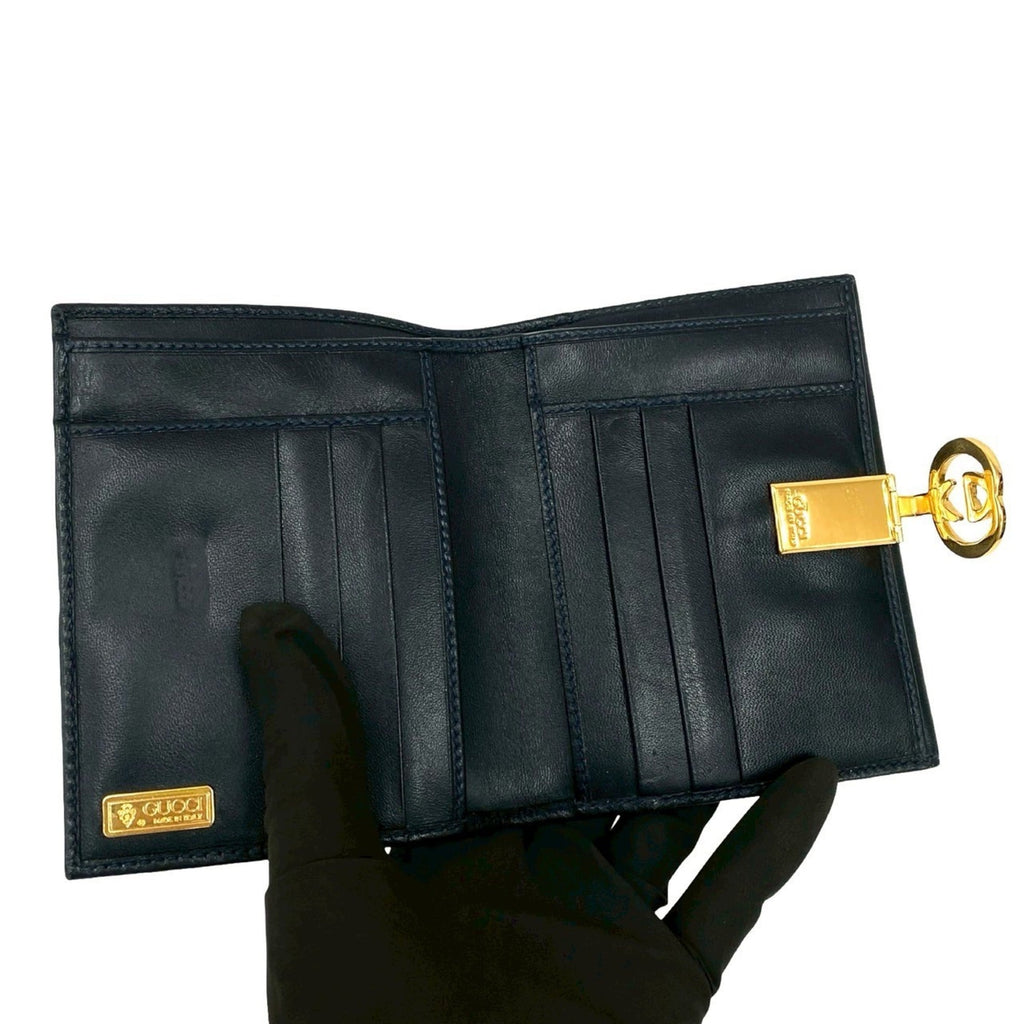 Gucci Navy Red Color Leather Pvc Wallet (Bi-Fold) (Pre-Owned)