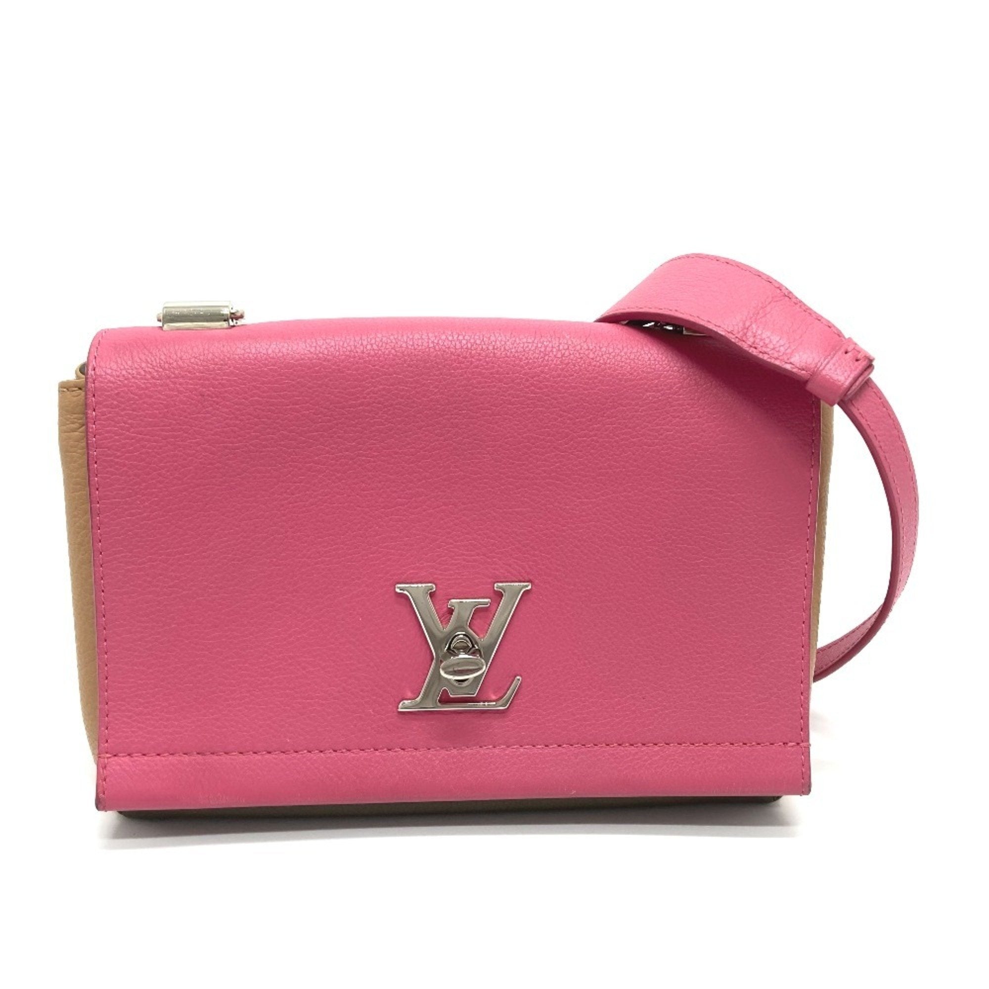 Louis Vuitton Lockme Ii Beige Khaki Pink Leather Handbag Shoulder Bag