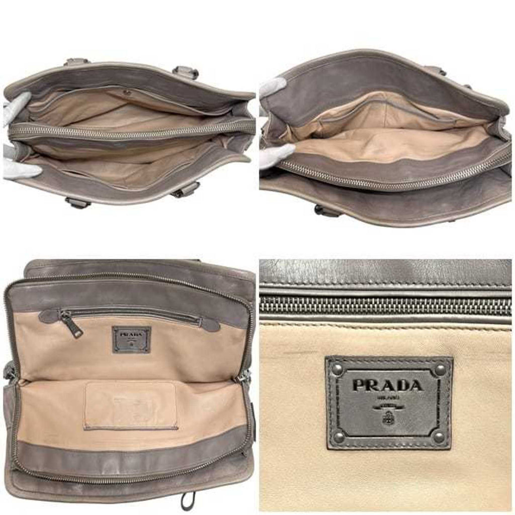 Prada Gray Nappa Leather Leather Handbag Shoulder Bag Tote Bag