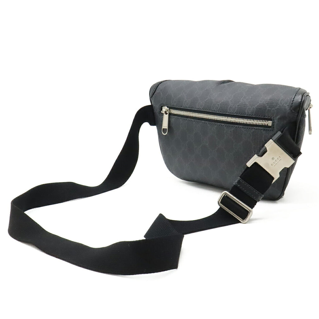 Gucci Black Dark Gray Gg Supreme Leather Fanny Pack (Pre-Owned)