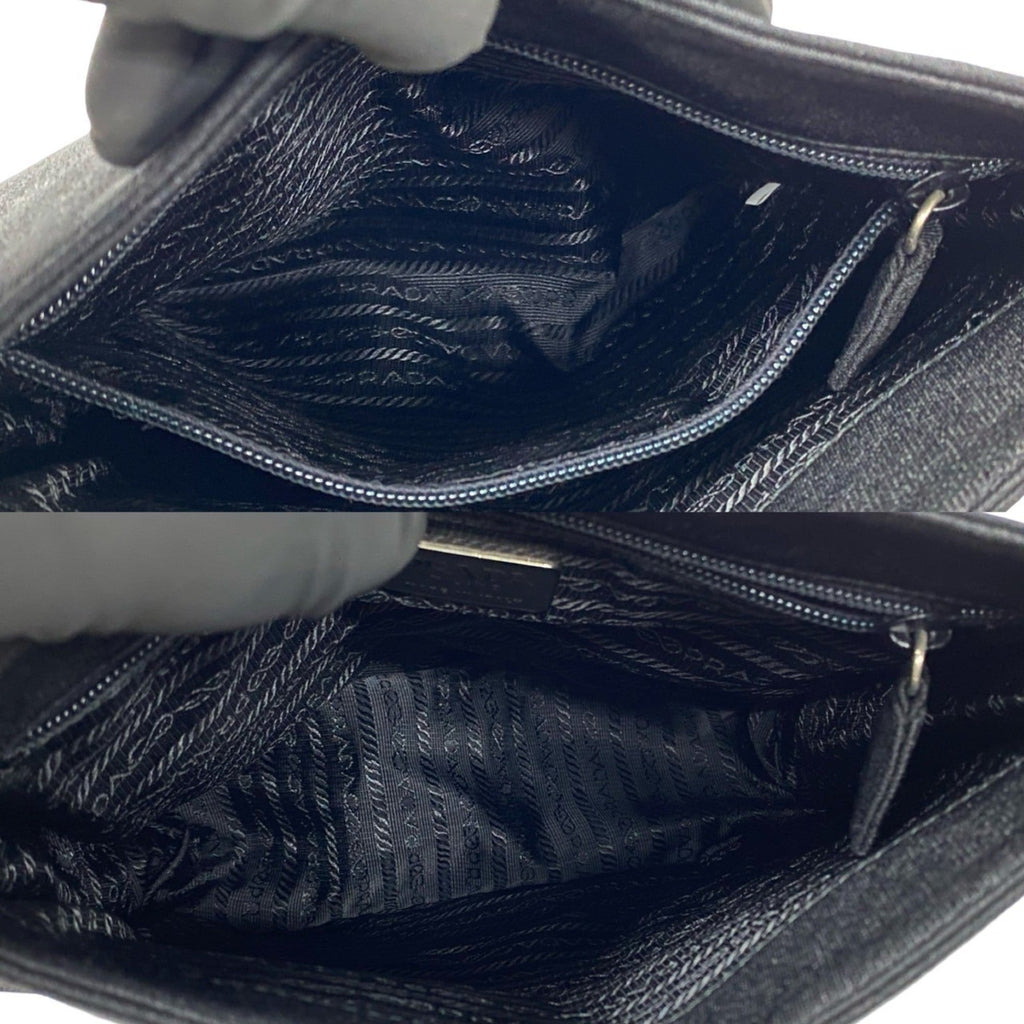Prada Black Canvas Plastic Shoulder Bag