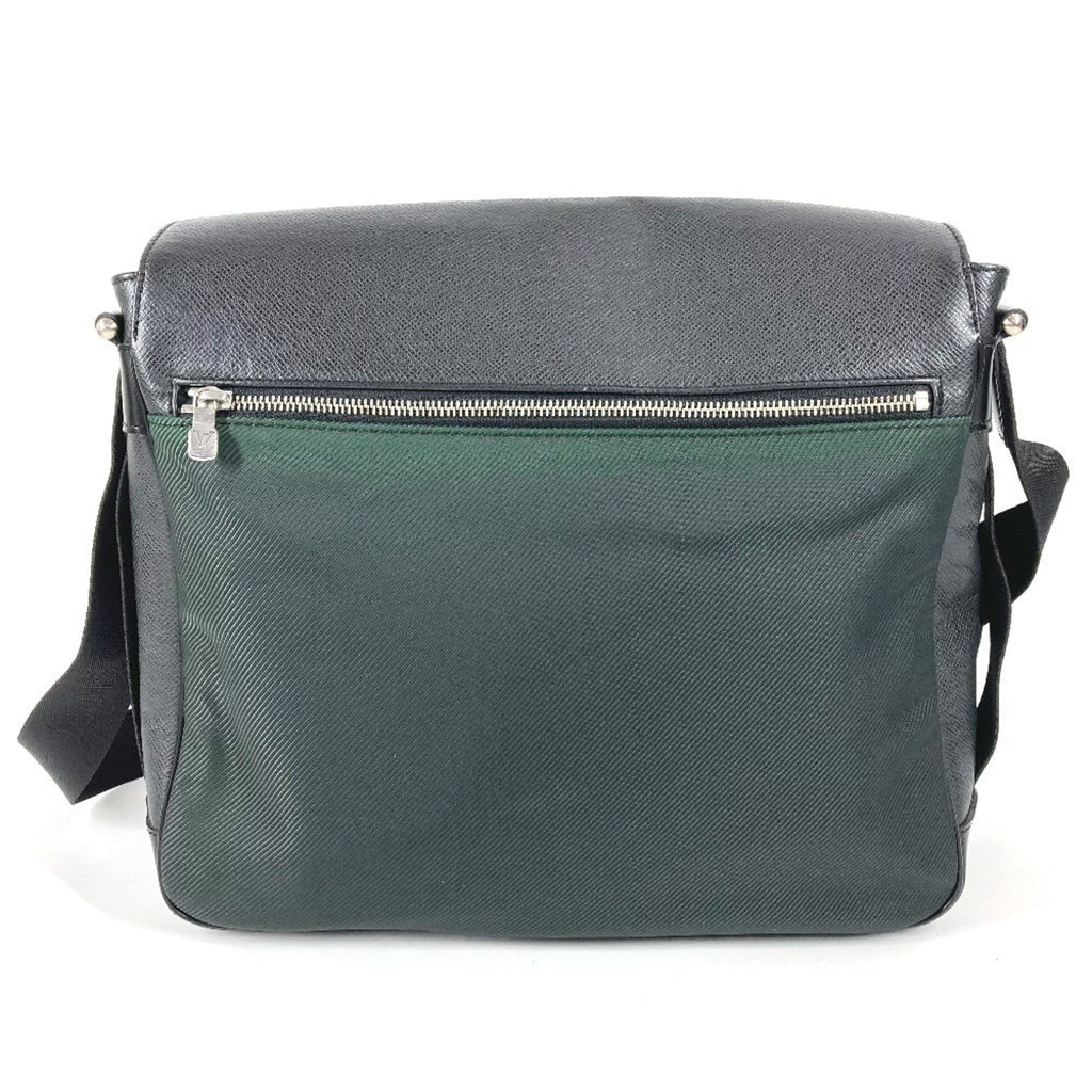 Louis Vuitton Ardoise Black Khaki Taiga Leather Nylon Leather Messenger Bag Shoulder Bag