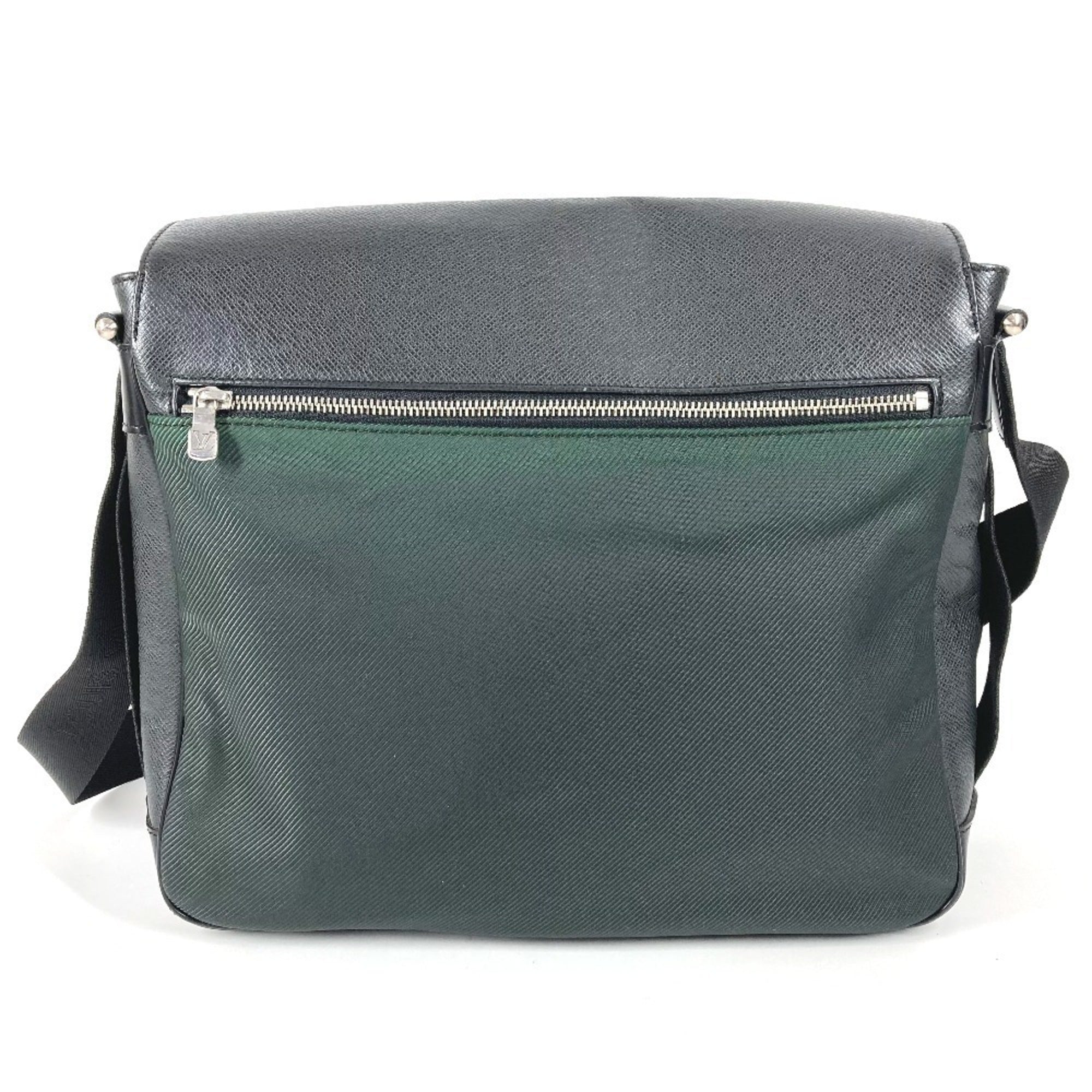 Louis Vuitton Ardoise Black Khaki Taiga Leather Nylon Leather Messenger Bag Shoulder Bag