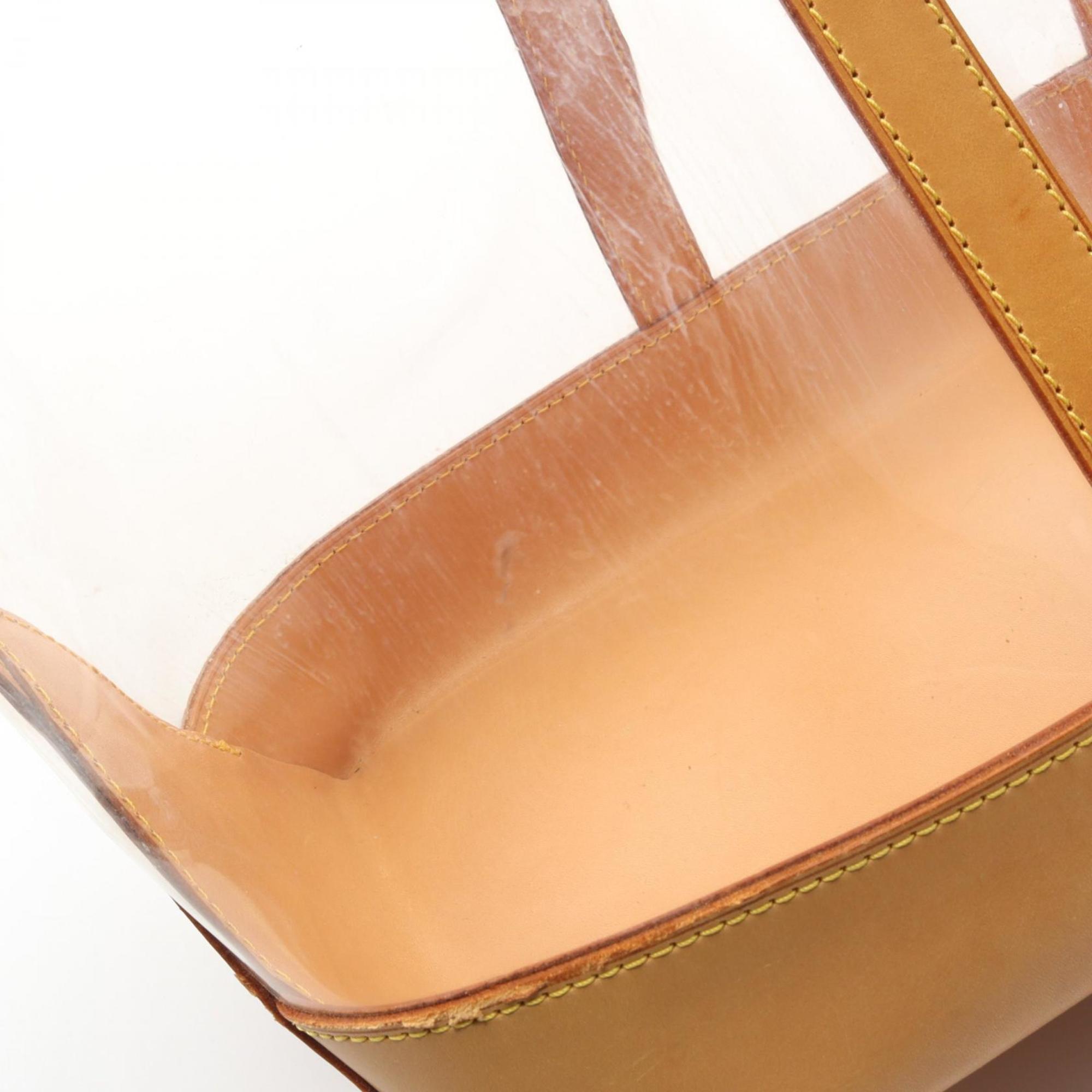 Louis Vuitton Brown Clear Vinyl Leather Tote Bag