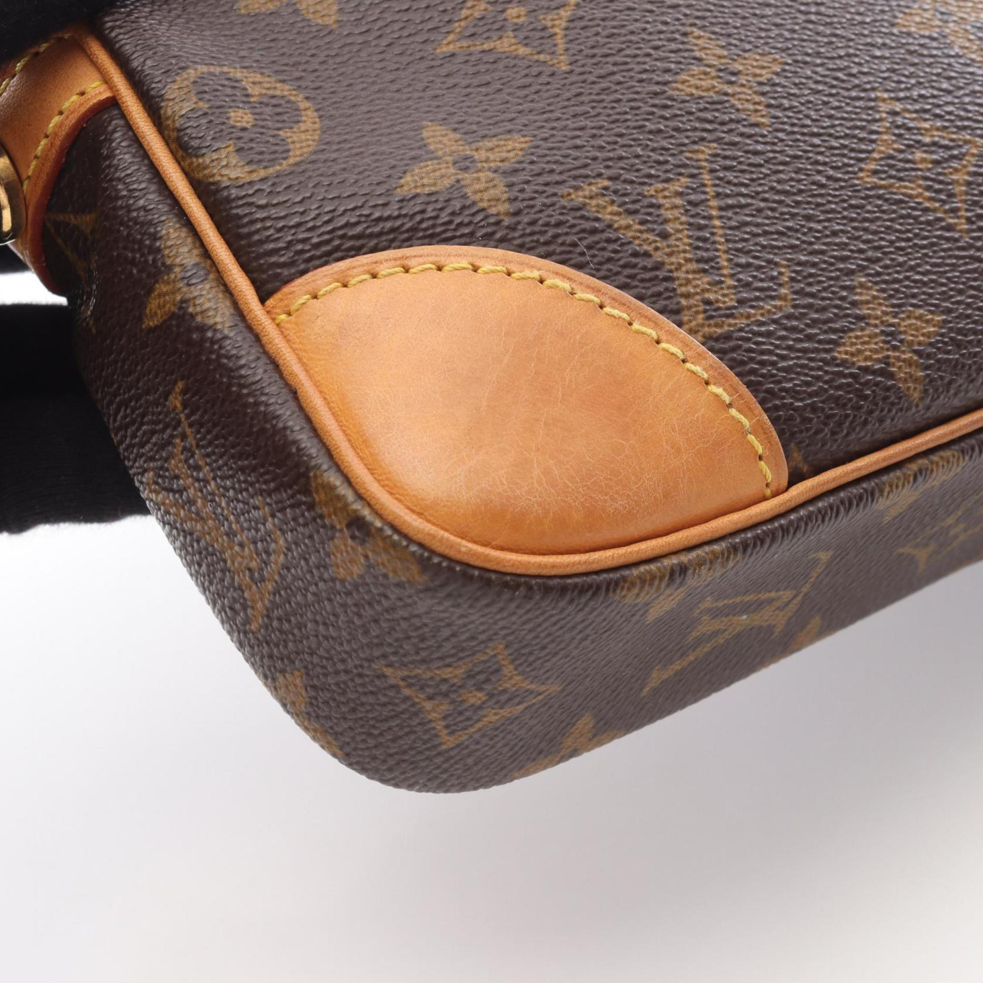 Louis Vuitton Brown Monogram Coated Canvas Leather Clutch Bag Handbag