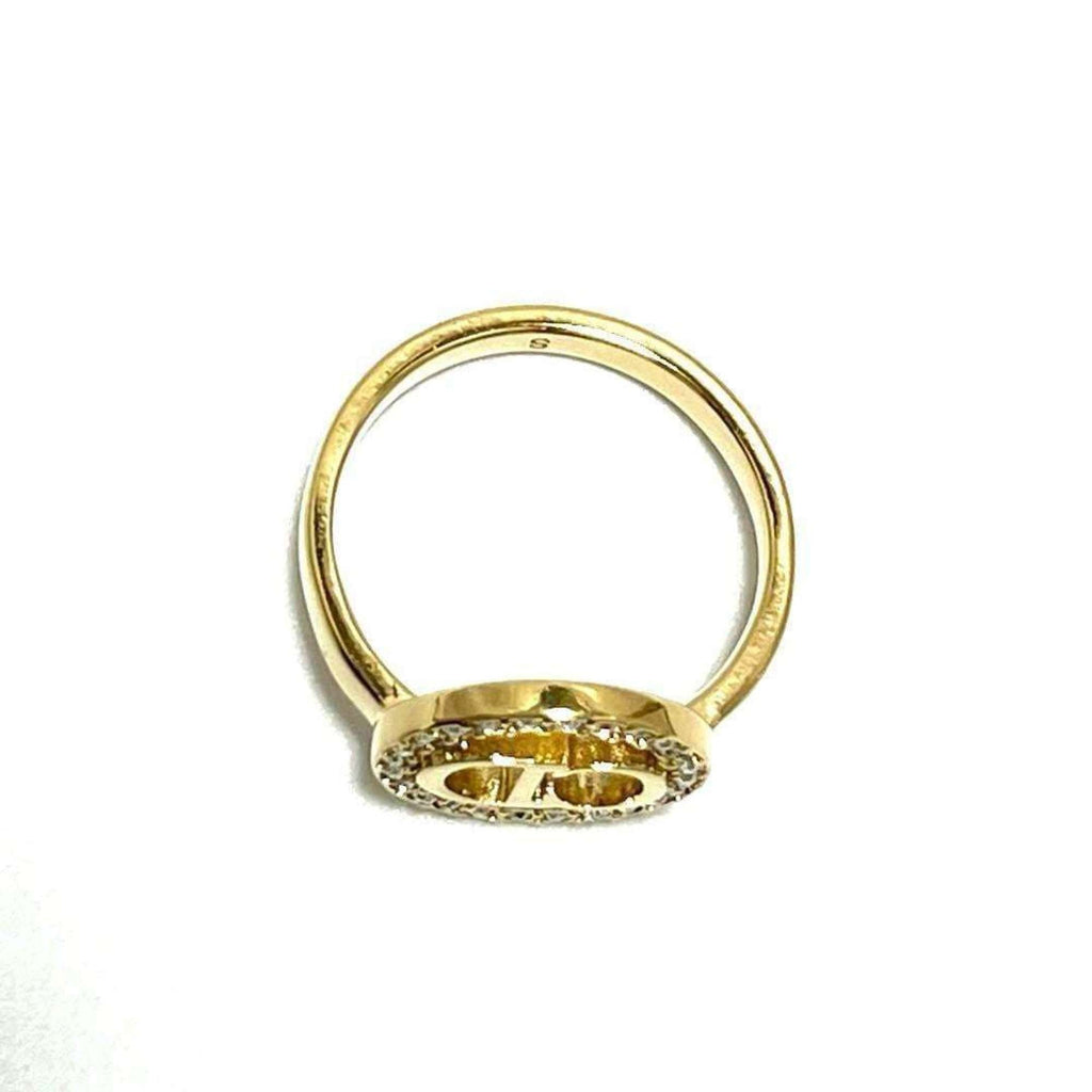 Christian Dior Metal Rhinestone Band Ring (Pre-Owned)