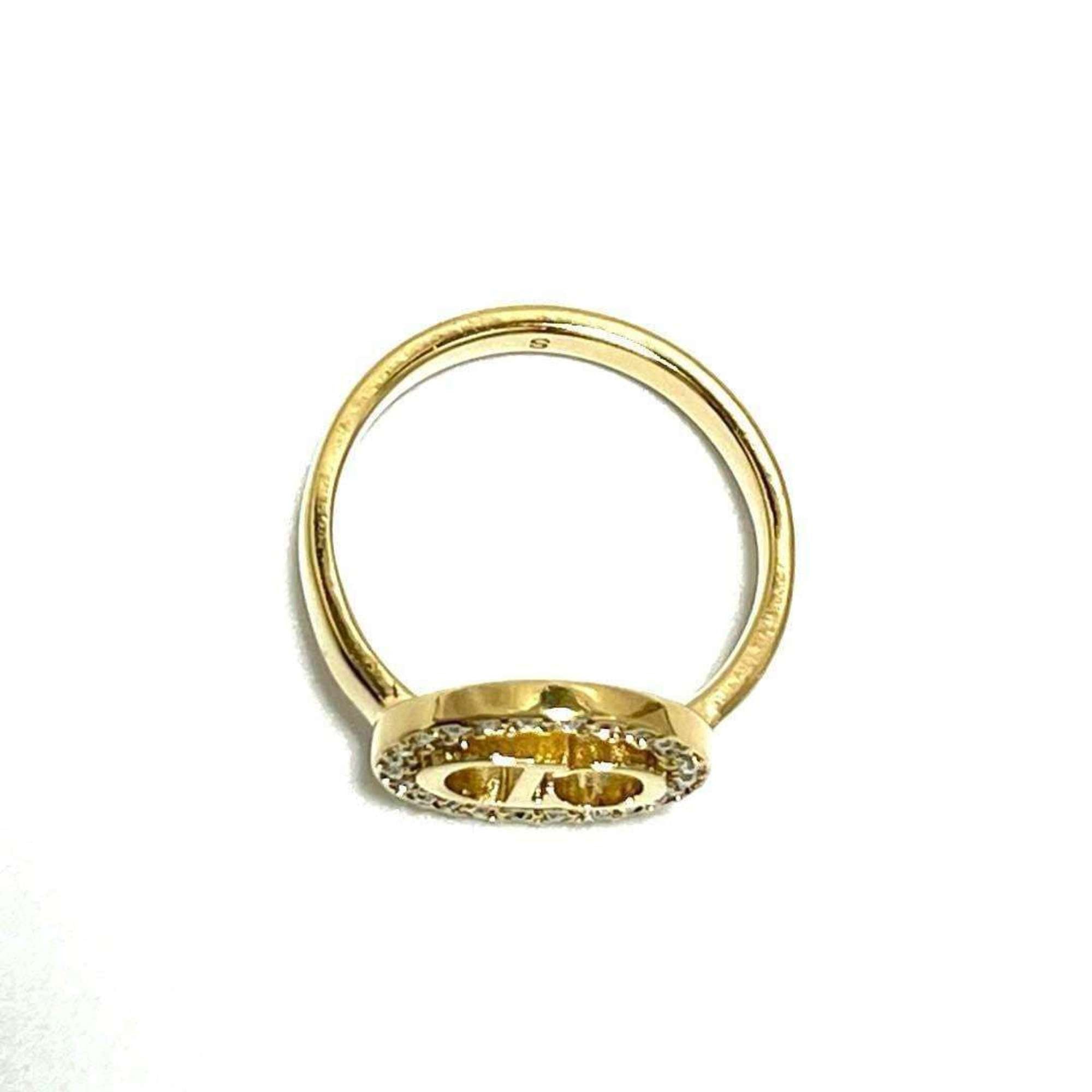 Christian Dior Metal Rhinestone Band Ring (Pre-Owned)