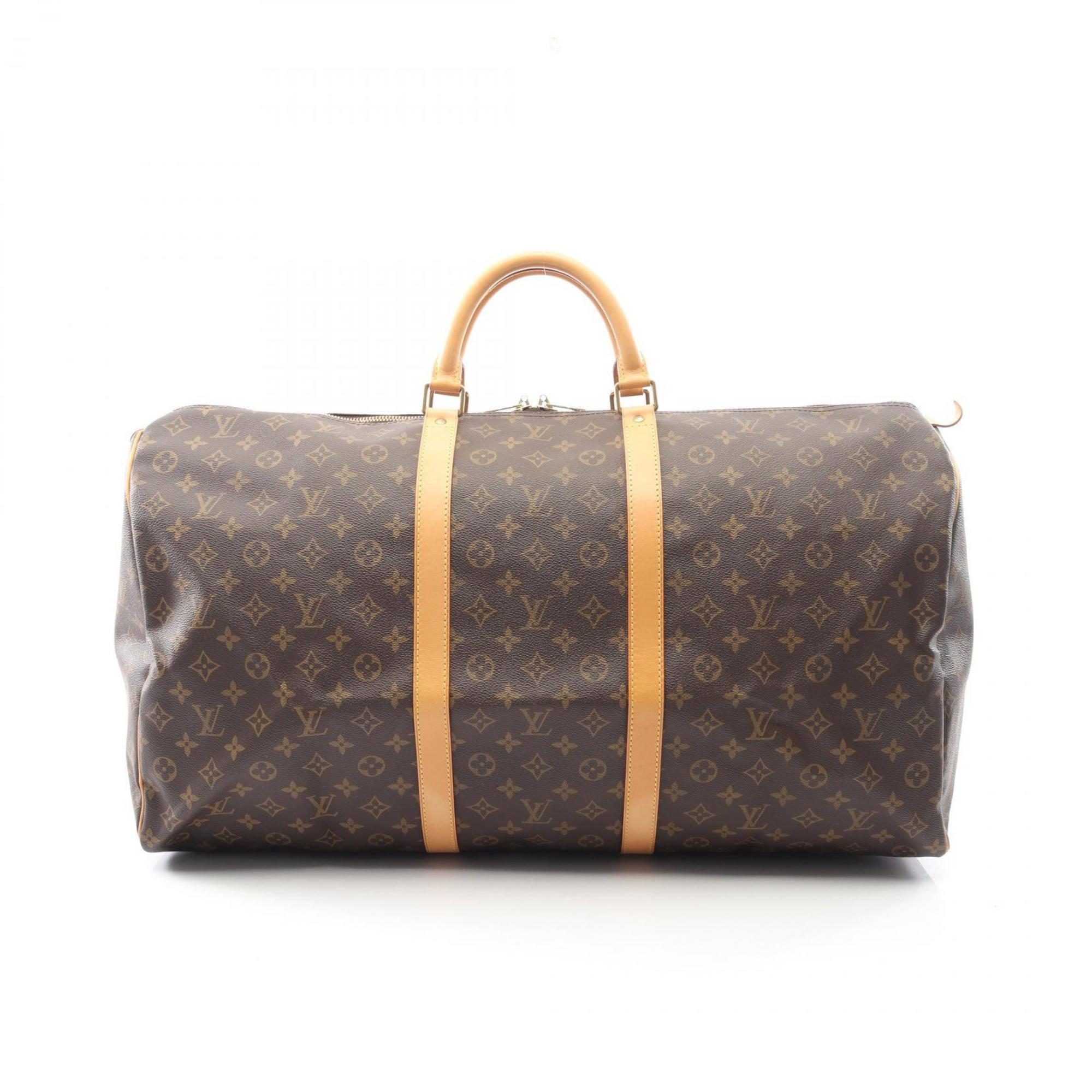 Louis Vuitton Brown Coated Canvas Leather Boston Bag Handbag