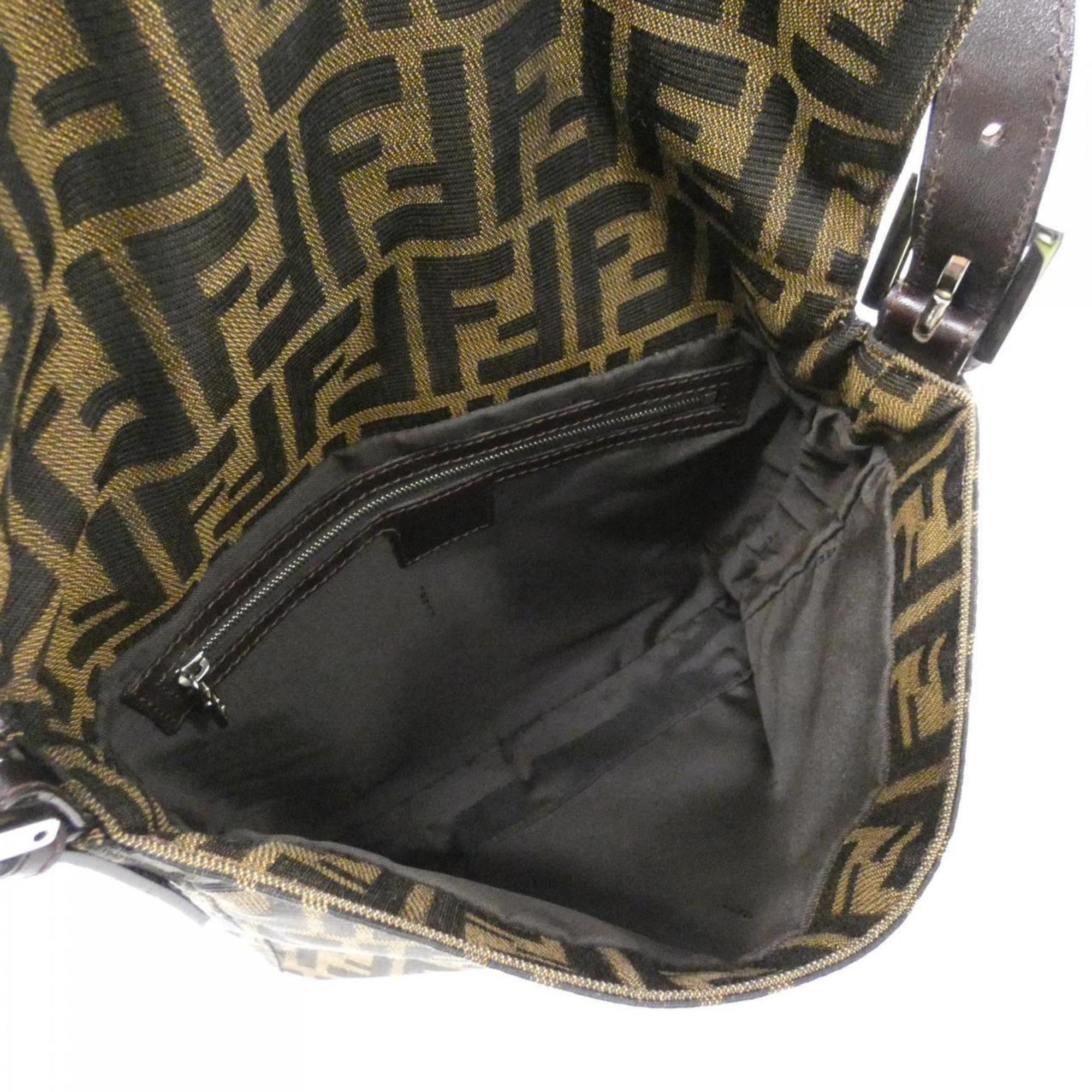 Fendi Baguette Brown Canvas Shoulder Bag