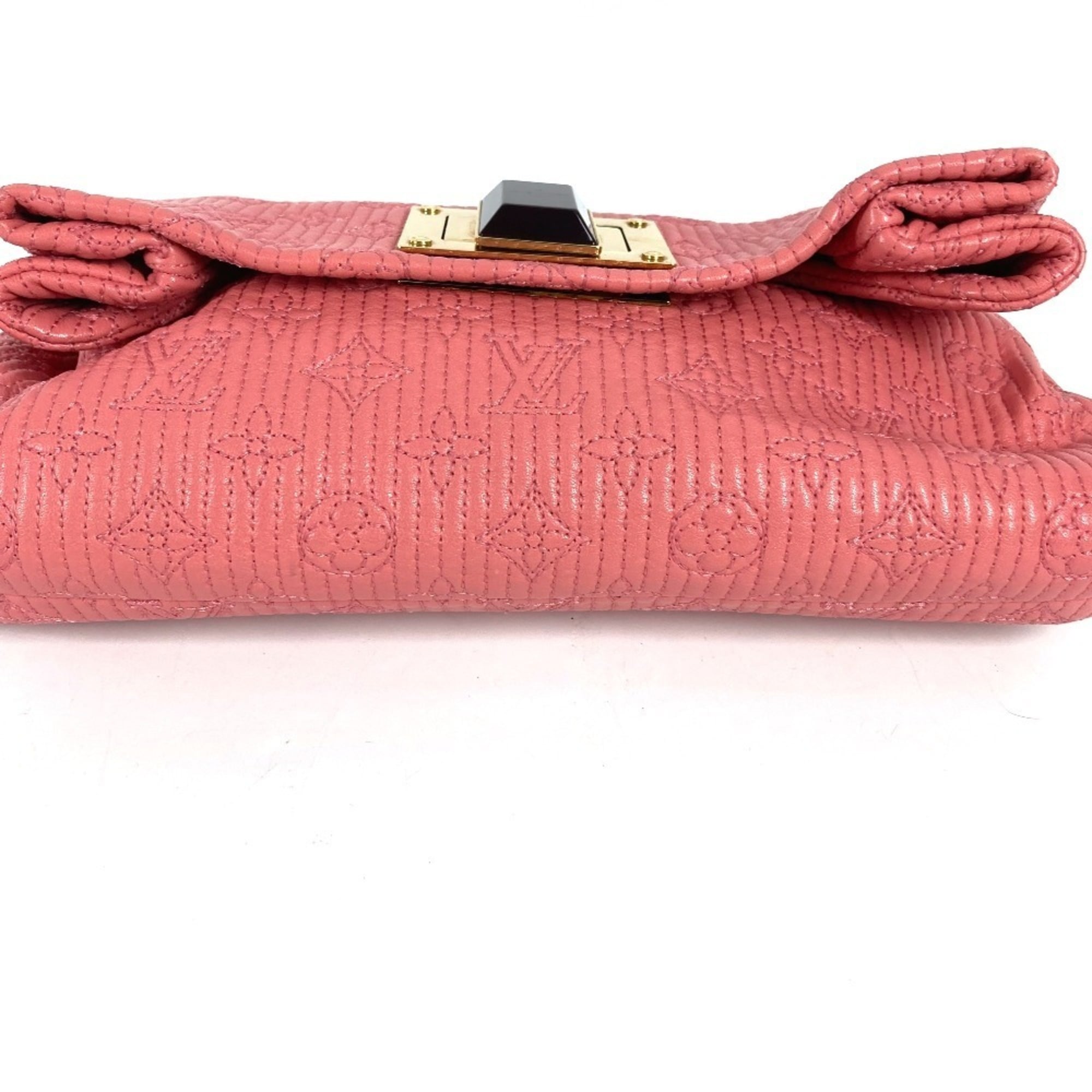 Louis Vuitton Pink Rose Leather Clutch Bag