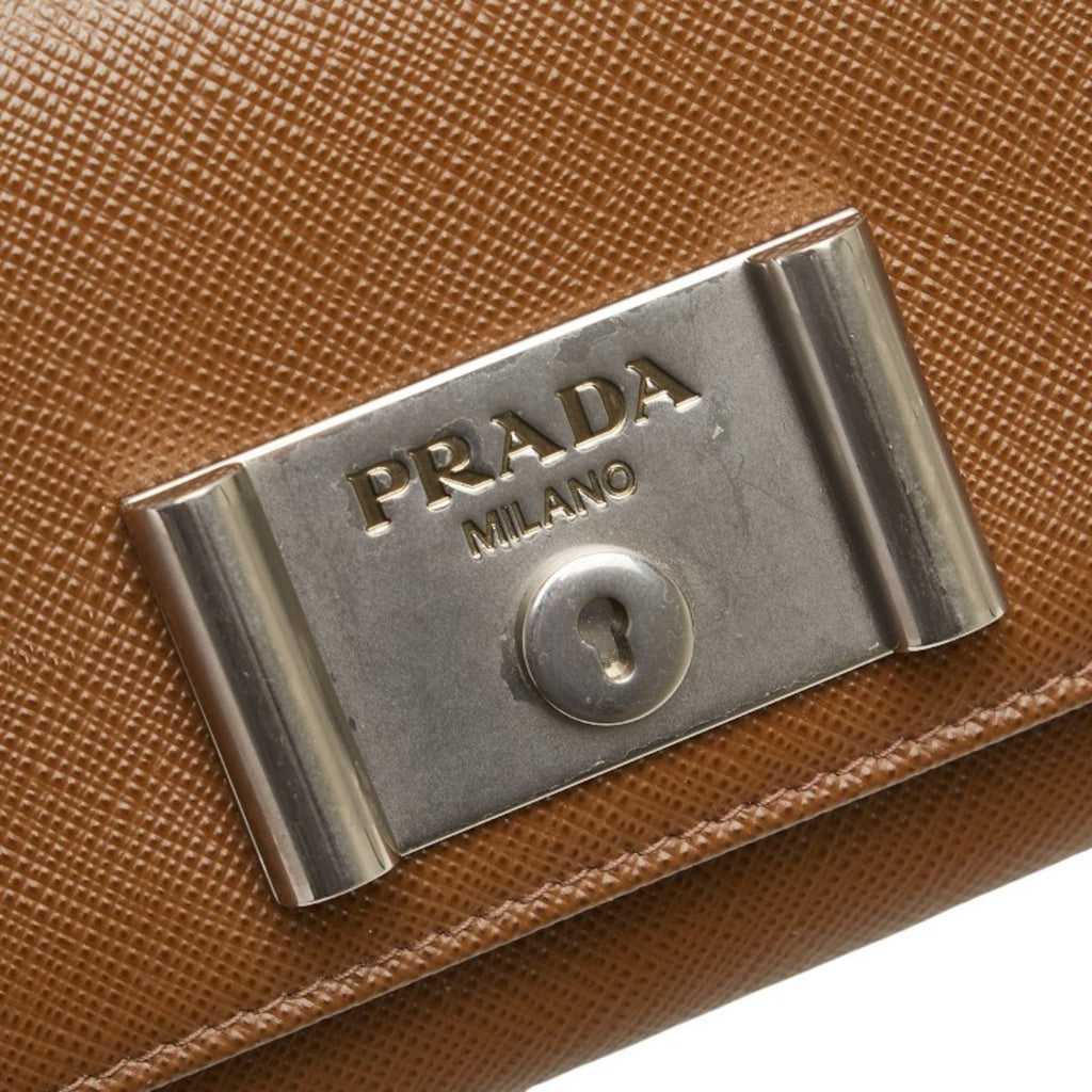Prada Brown Leather Long Wallet (Bi-Fold)