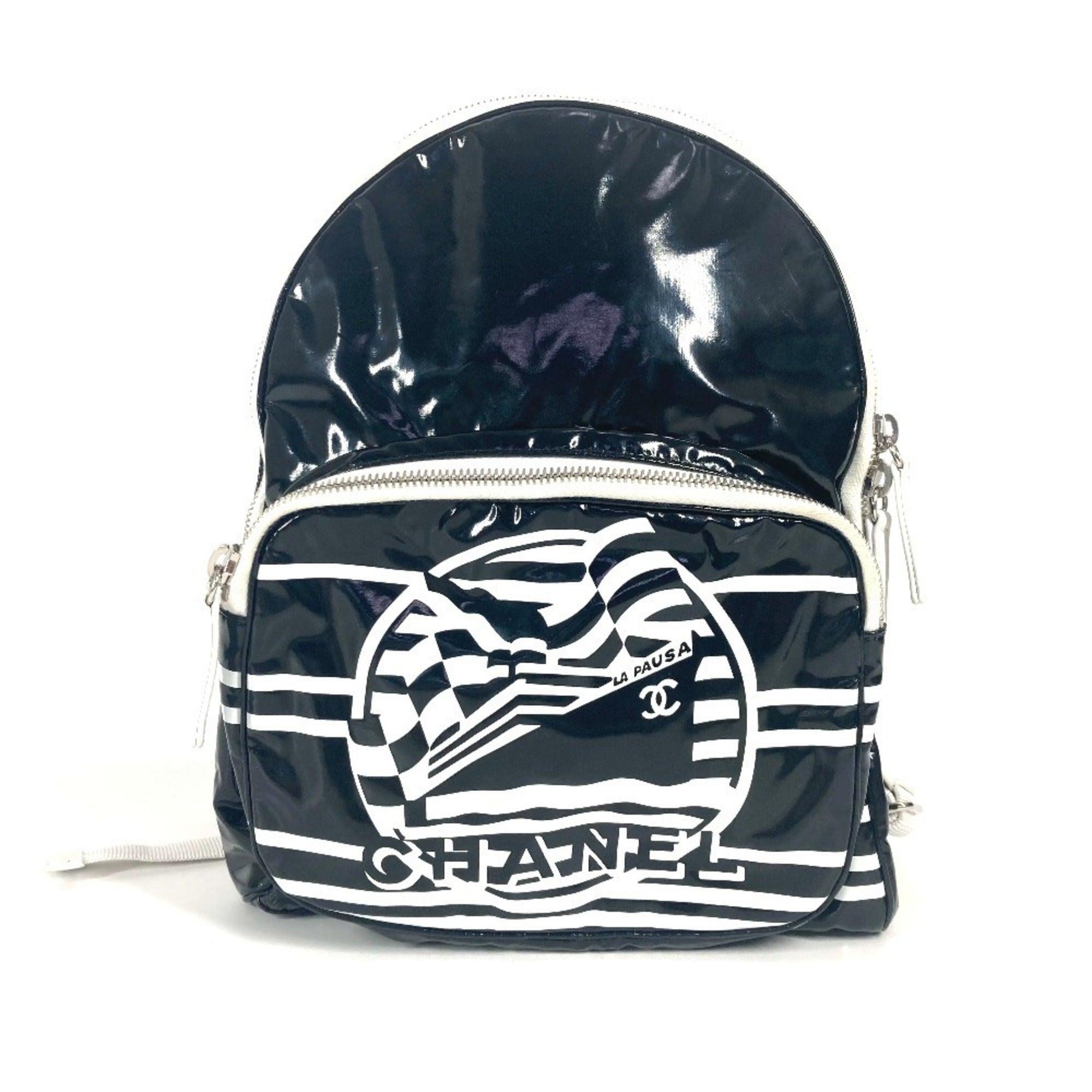 Chanel Black White Pvc Backpack