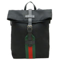 Gucci Black Green Red Color Canvas Leather Backpack (Pre-Owned)