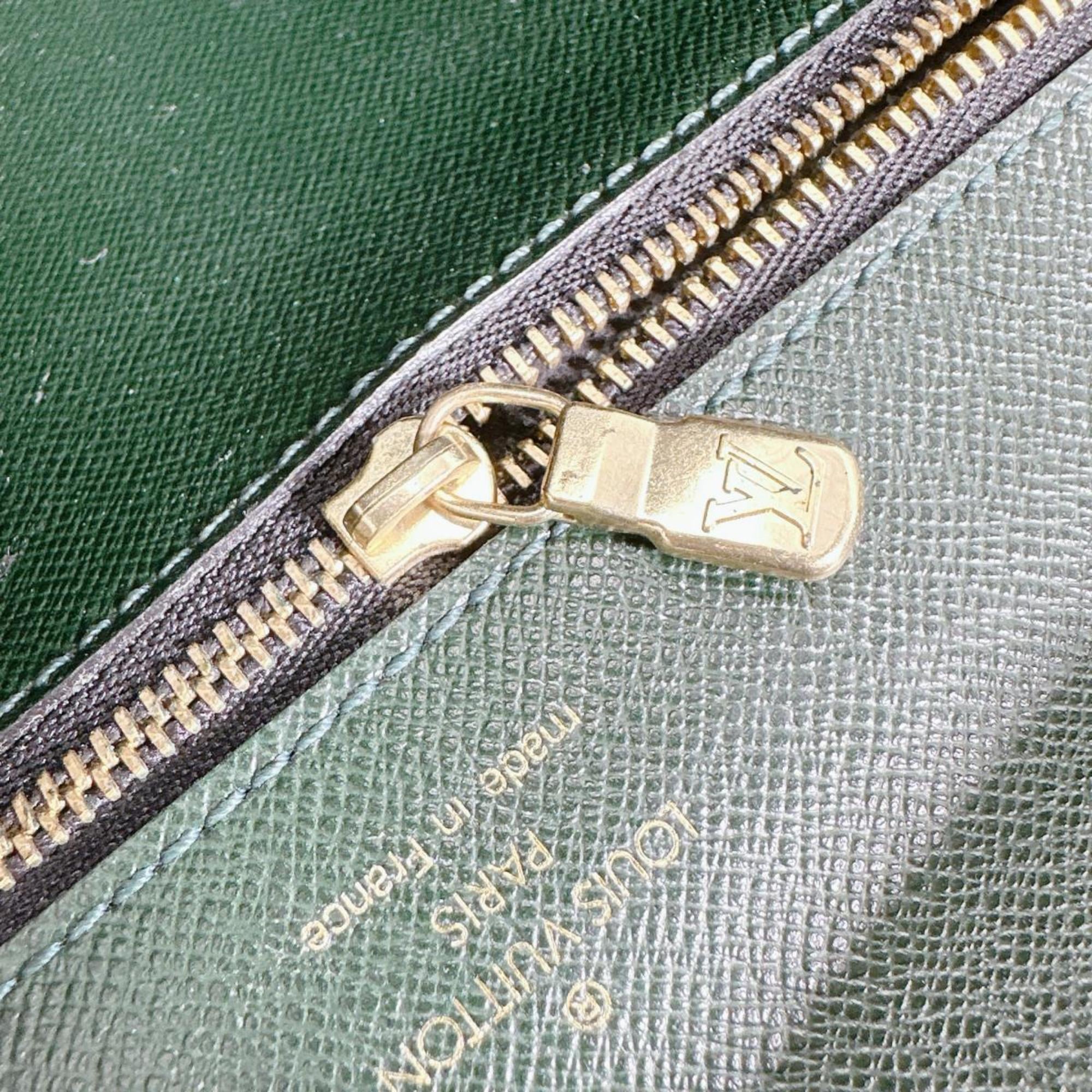 Louis Vuitton Episea Green Taiga Leather Clutch Bag