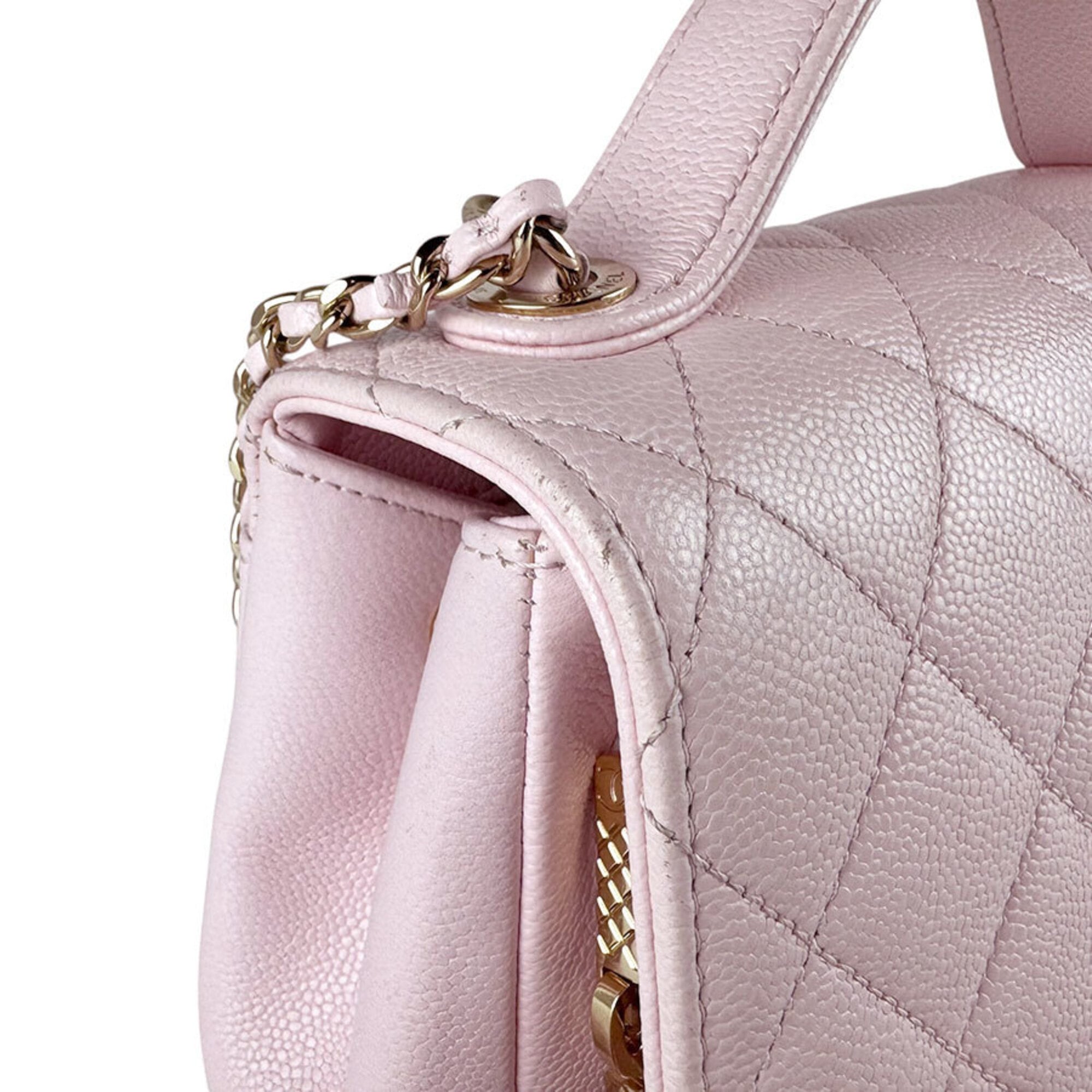 Chanel Light Pink Grained Calfskin Handbag Shoulder Bag