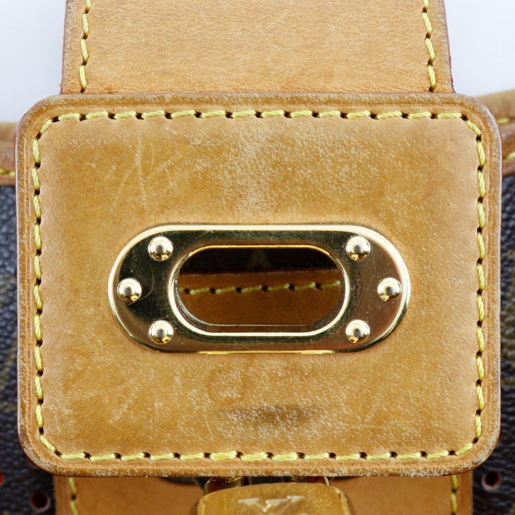 Louis Vuitton Brown Galle Orange Monogram Perforated Shoulder Bag