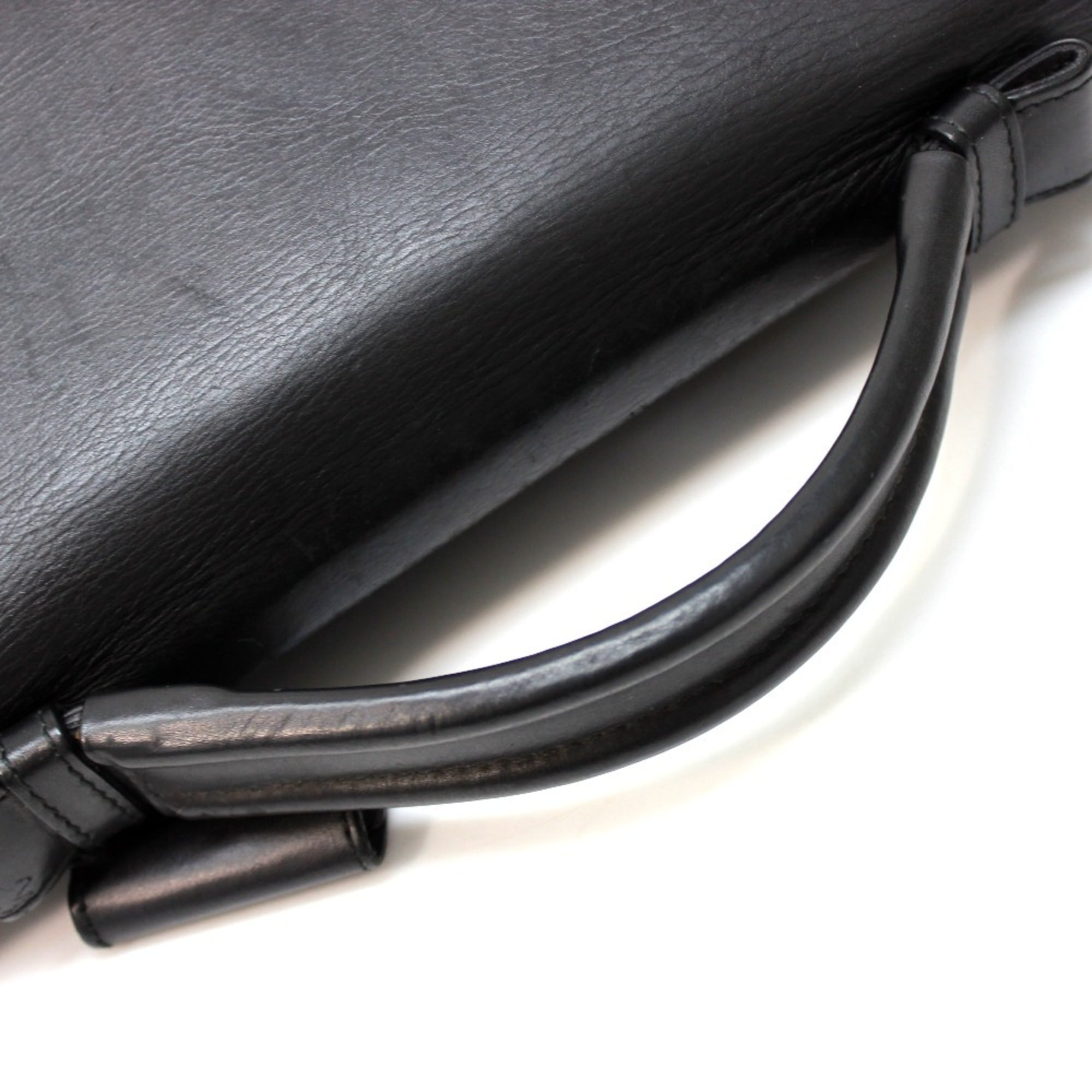 Bottega Veneta Black Leather Briefcase Handbag Tote Bag