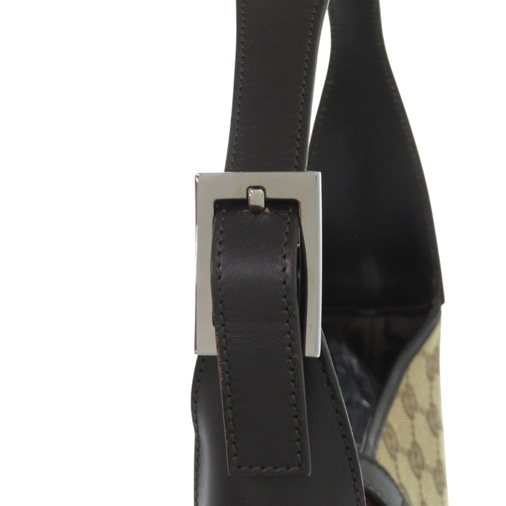Gucci Beige Black Brown Gg Canvas Leather Shoulder Bag (Pre-Owned)