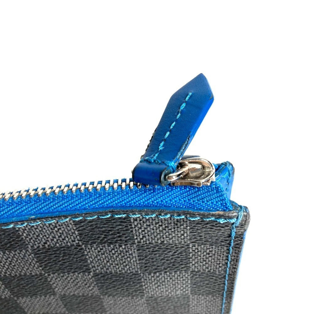 Louis Vuitton Black Blue Damier Graphite Clutch Bag Pochette Pouch