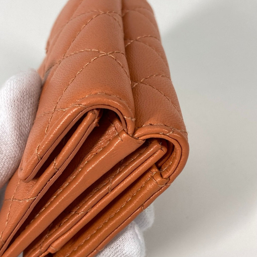 Chanel Orange Leather Wallet (Tri-Fold)