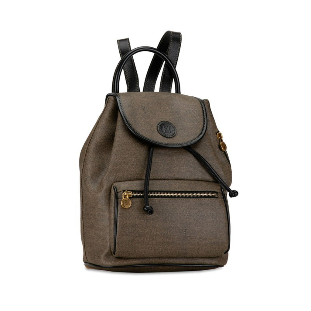 Fendi Zucchino Black Grayish Zucchino Pvc Leather Backpack