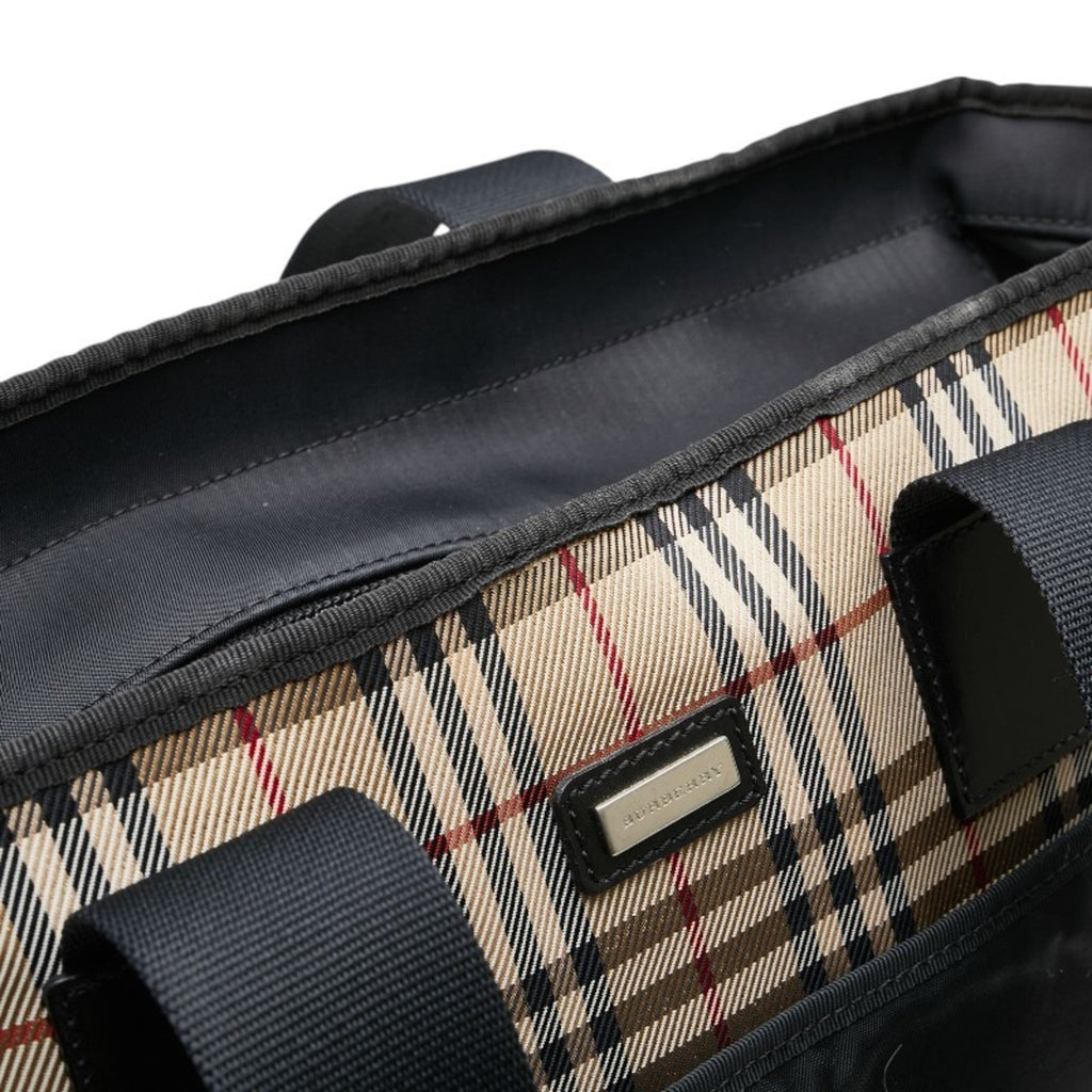 Burberry Beige Black Nylon Canvas Shoulder Bag Tote Bag